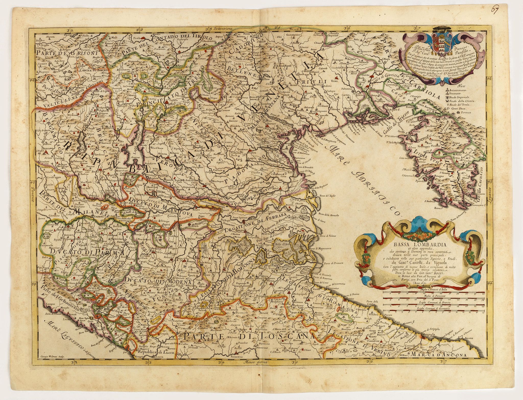 DE ROSSI, G., Bassa Lombardia et altre apprendici. . ., antique map, old maps