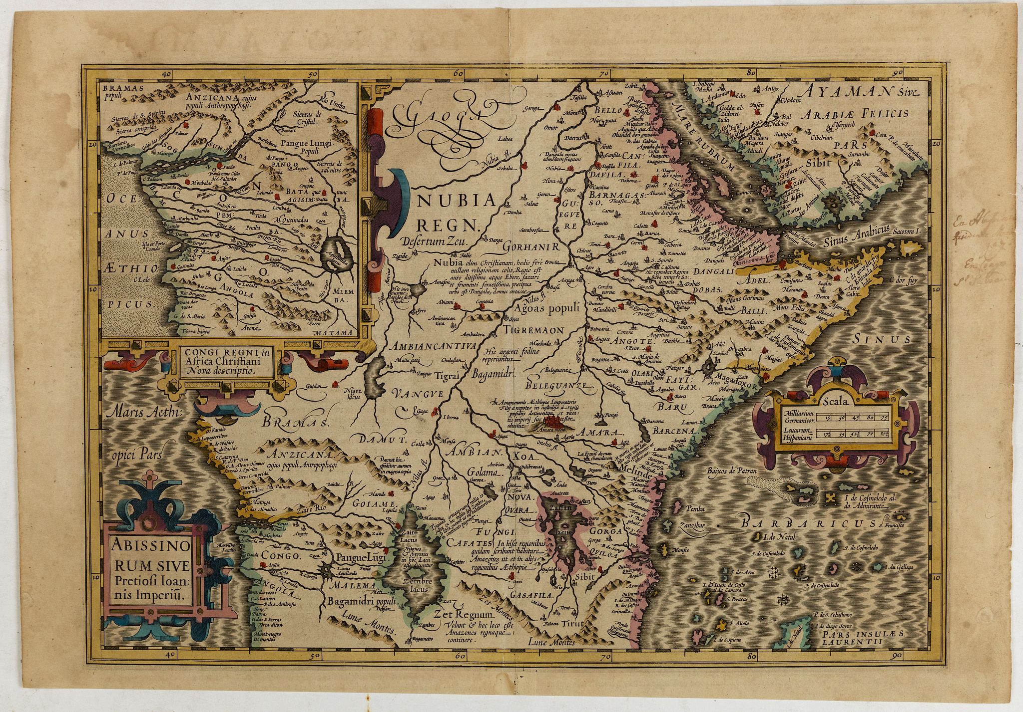 MERCATOR, G. / HONDIUS, J., Abissinorum sive Pretiosi Joannis Imperiu., antique map, old maps