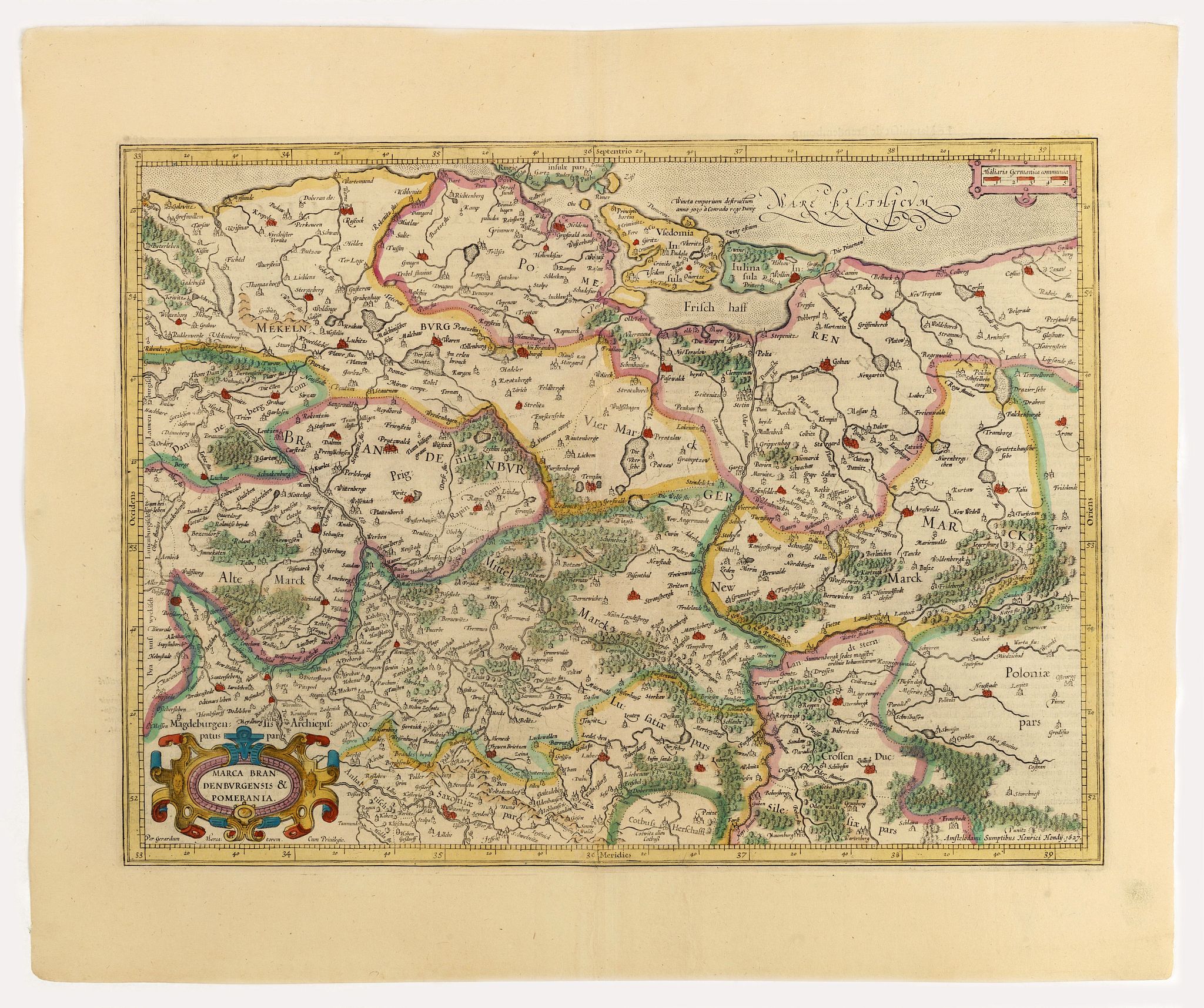 MERCATOR, G. / HONDIUS, J., Marca Brandeburgensis & Pomerania., antique map, old maps