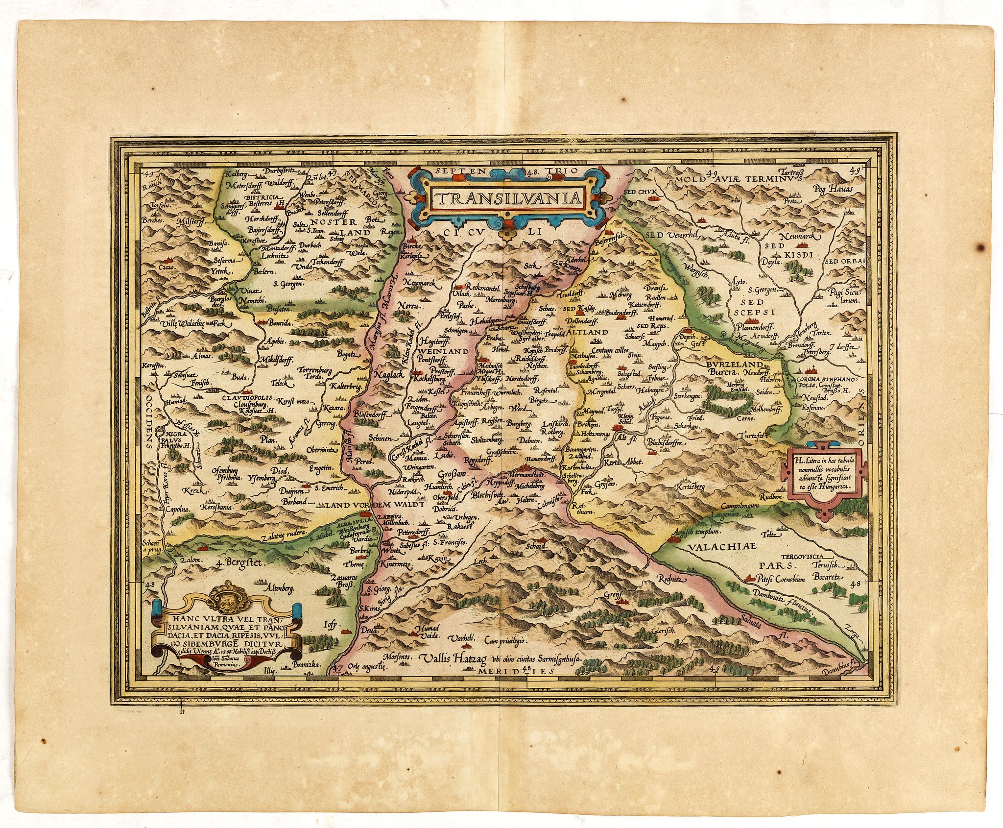 ORTELIUS, A., Transilvania., antique map, old maps