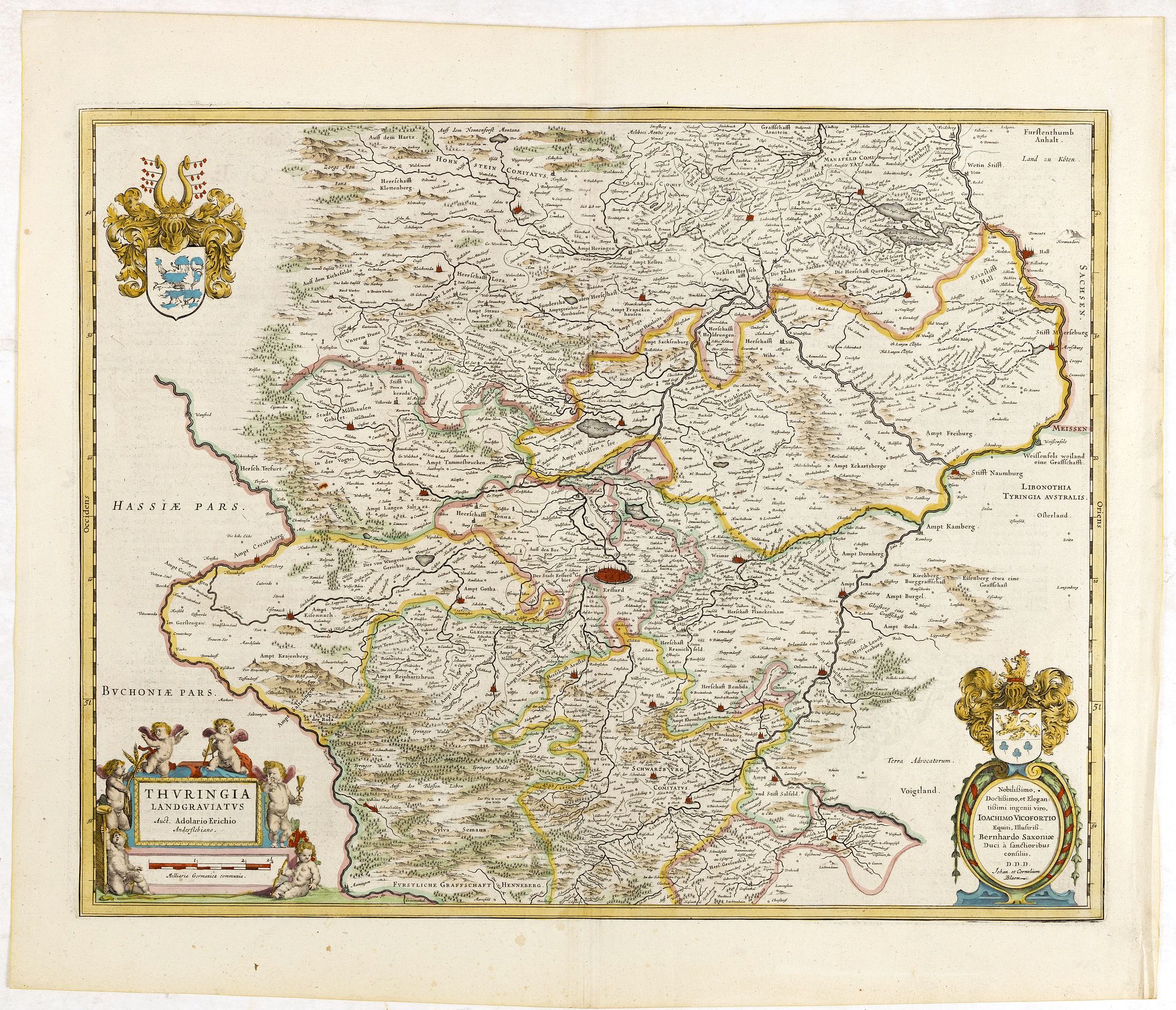 BLAEU, J., Thuringia landgraviatus…, antique map, old maps
