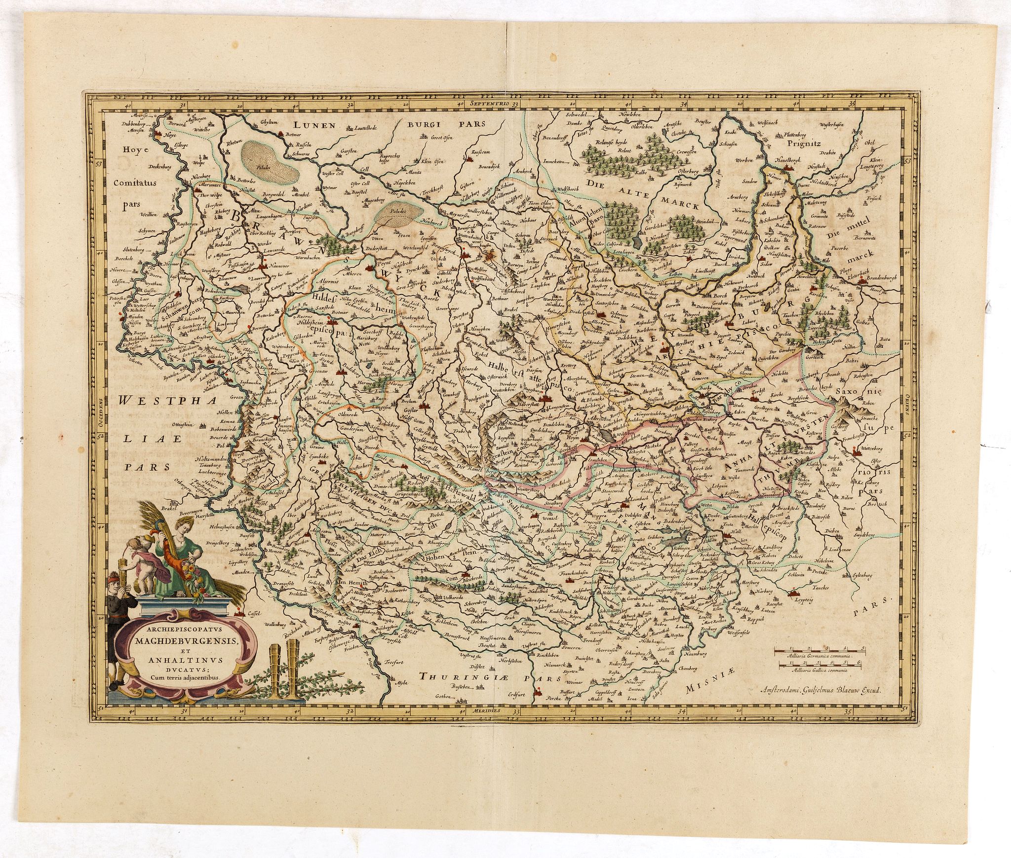 BLAEU, W., Archiepiscopatus Magdeburgensis et Anhaltinus Ducatus., antique map, old maps
