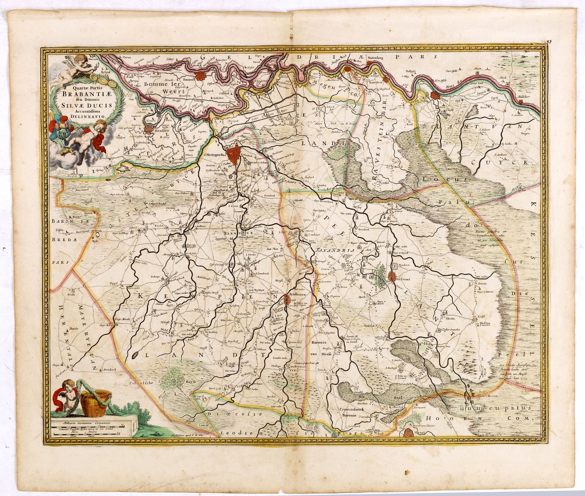 WIT, F., Quartae Partis Brabantiae seu Ditionis Silvae Ducis…, antique map, old maps