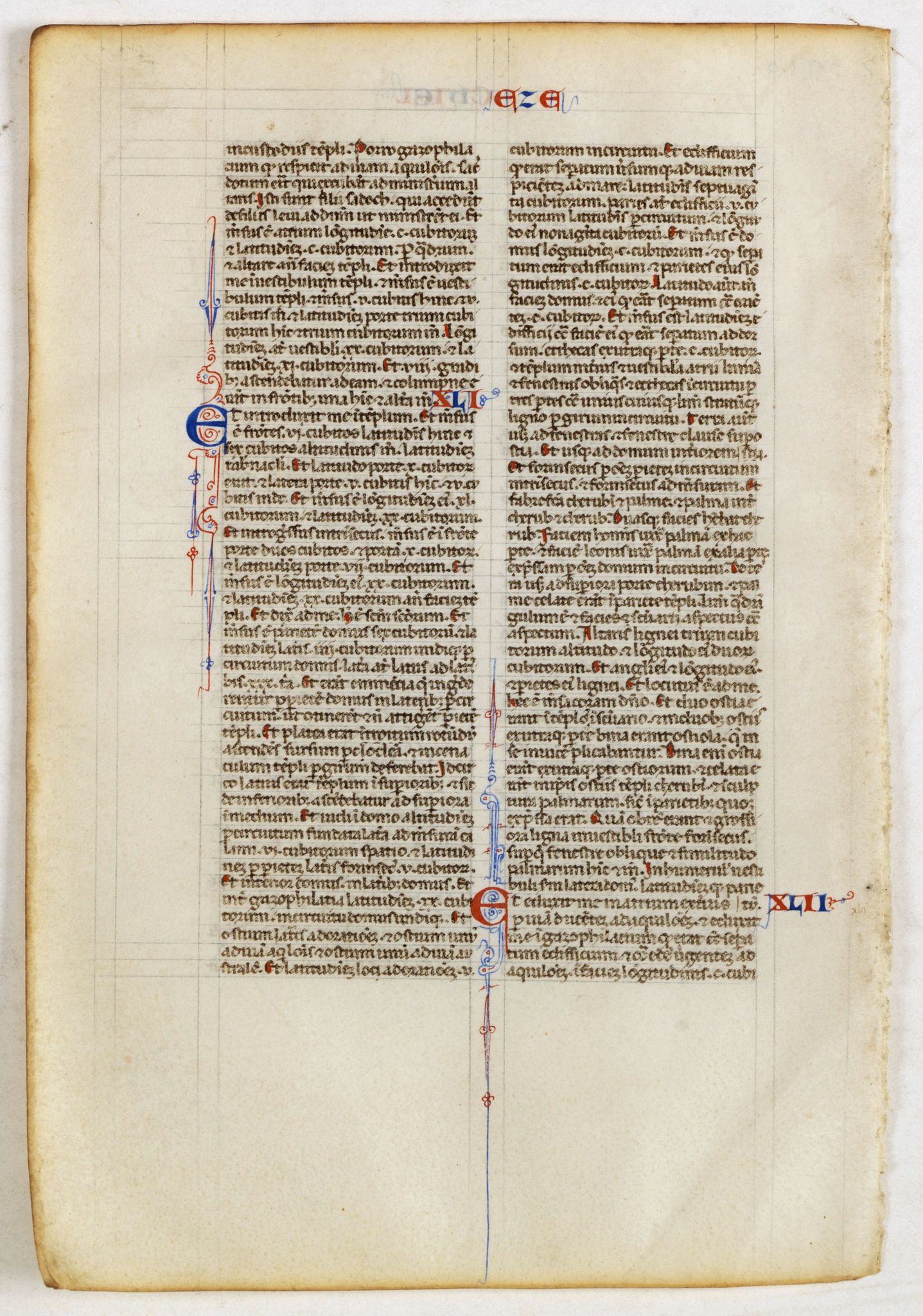 Page from a BIBLE., Leaf from a 13th. century Parisian pocket-bible., antique map, old maps