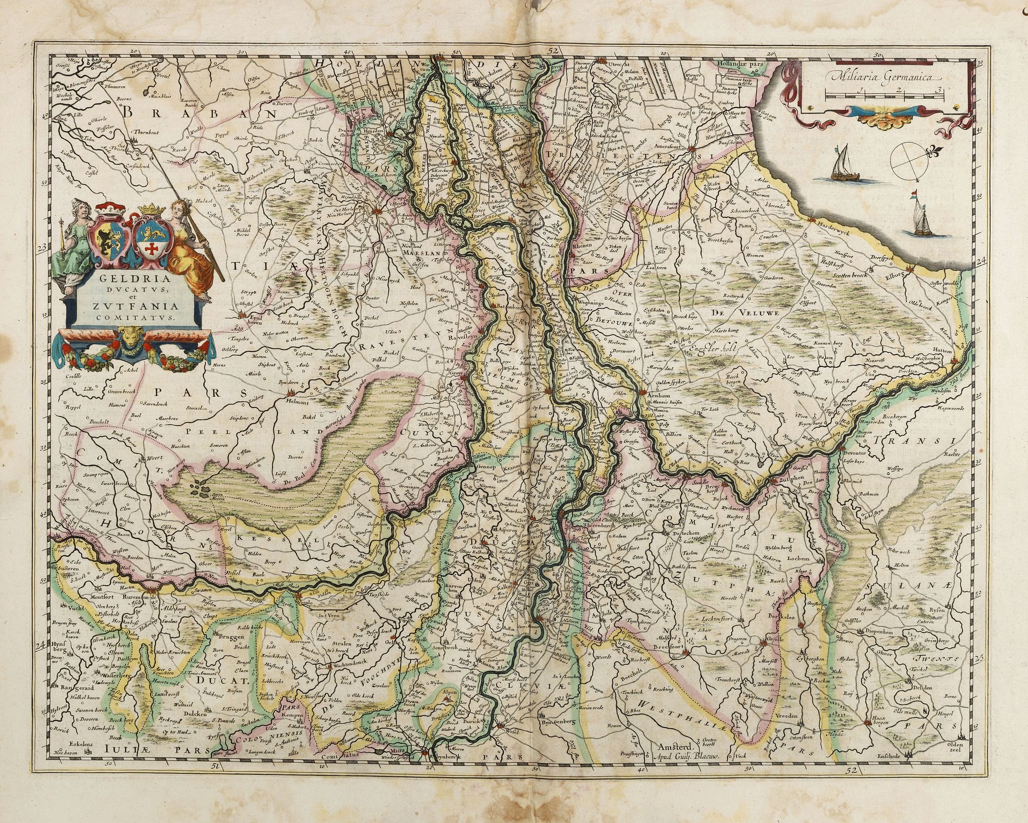 BLAEU, W., Geldria Ducatus et Zutphania Comitatus., antique map, old maps