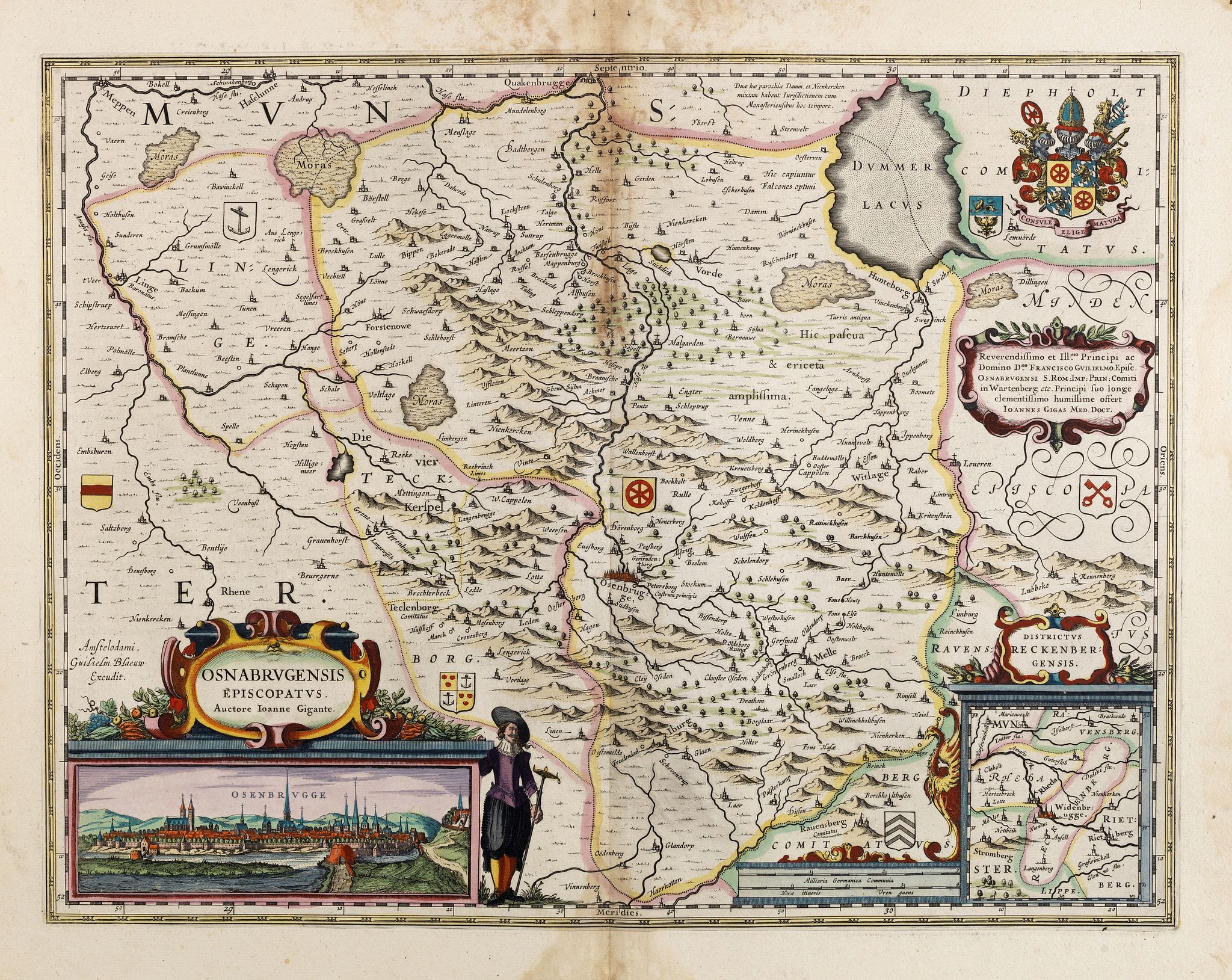 BLAEU, J., Osnabrugensis episcopatus., antique map, old maps