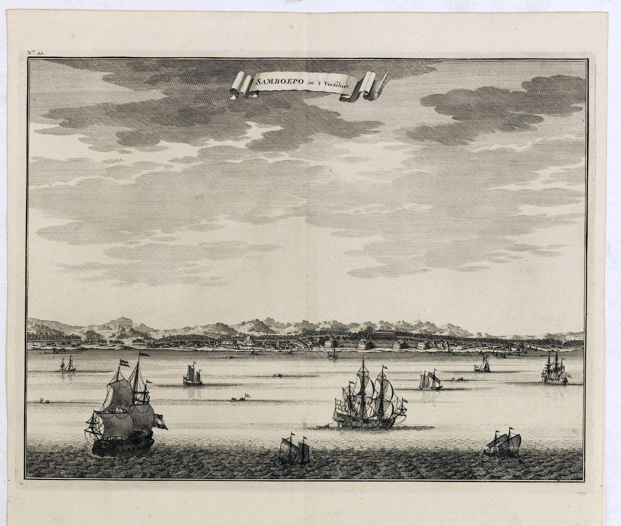 VALENTIJN, F., Samboepo in 't Verschiet., antique map, old maps