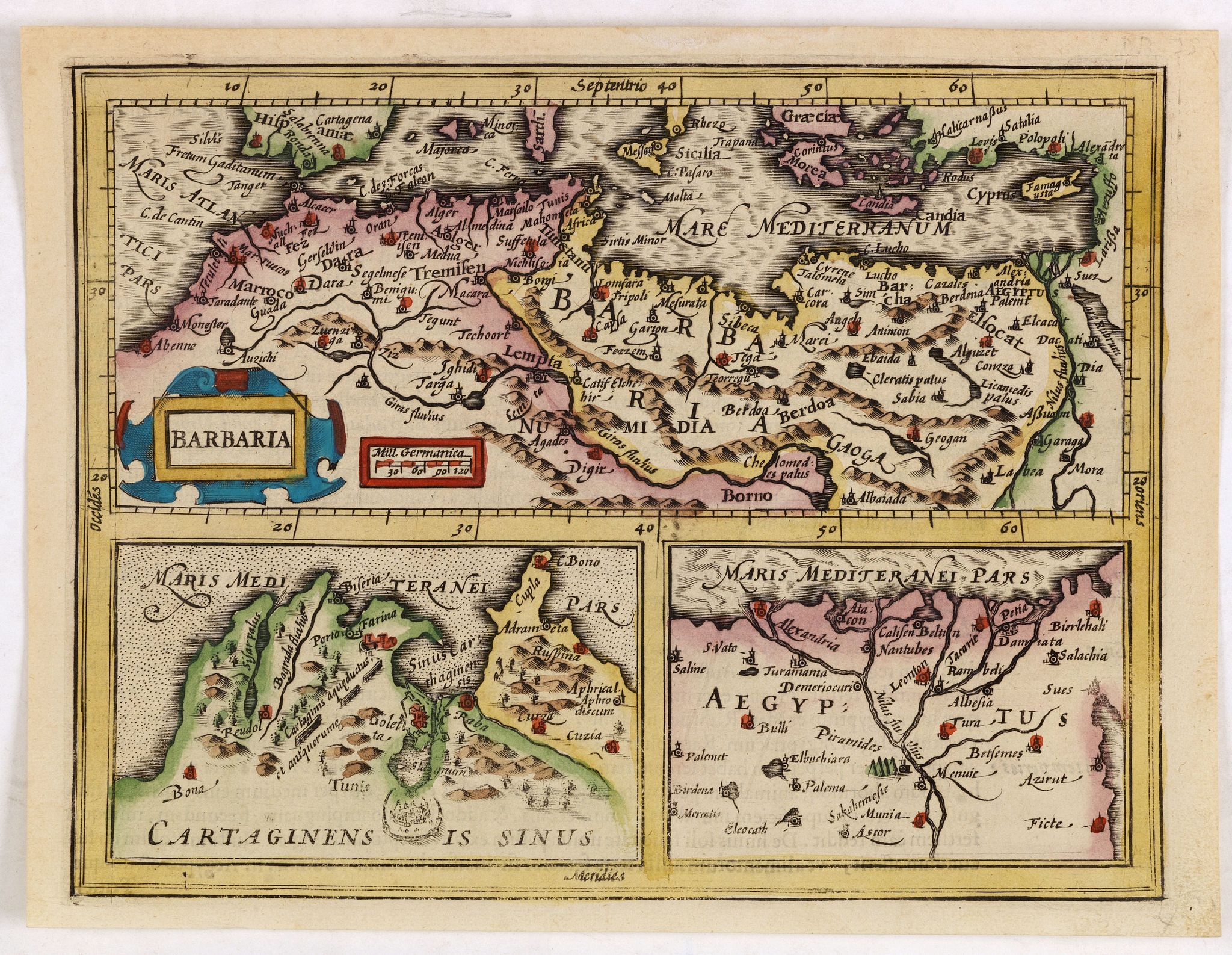 HONDIUS, H., Barbaria./ Egypt/ Tunesia., antique map, old maps