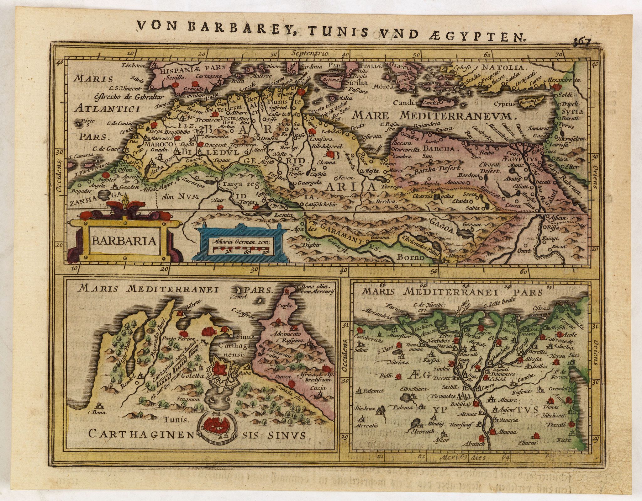 MERCATOR, G. / HONDIUS, J., Barbaria. / Carthaginensis sinus / Aegyptus., antique map, old maps