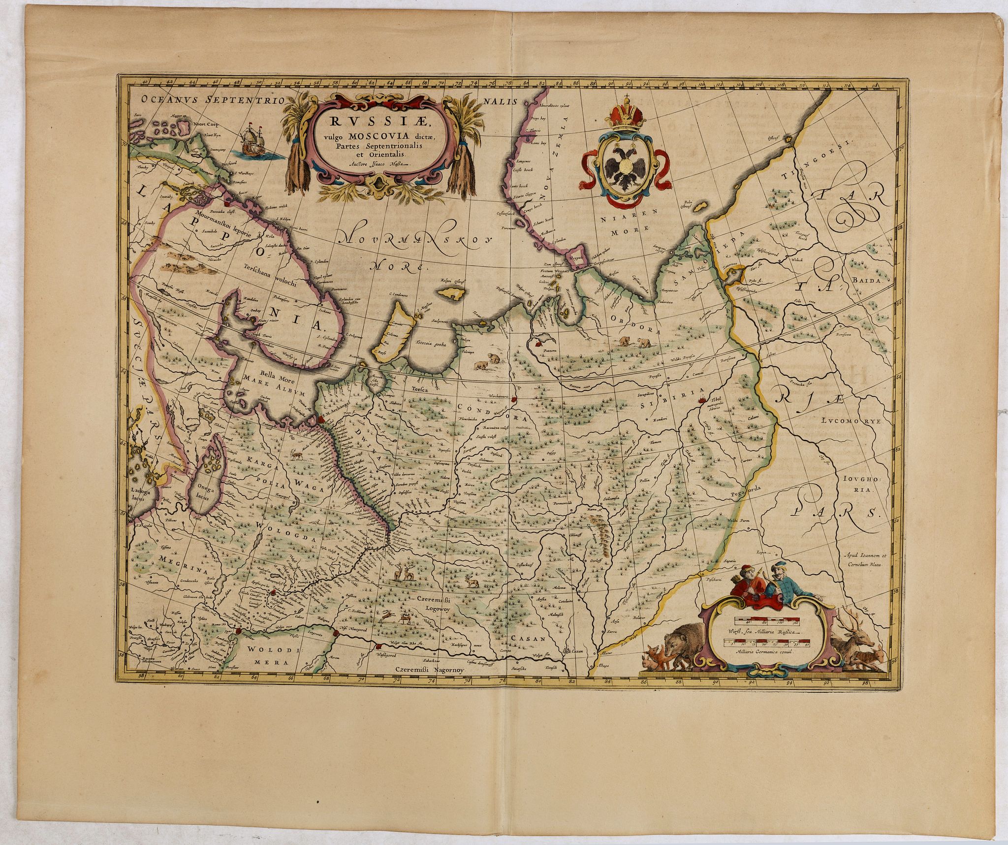 BLAEU, J.& C., Russiae vulgo Moscovia dictae, Partes Septentrionalis.., antique map, old maps