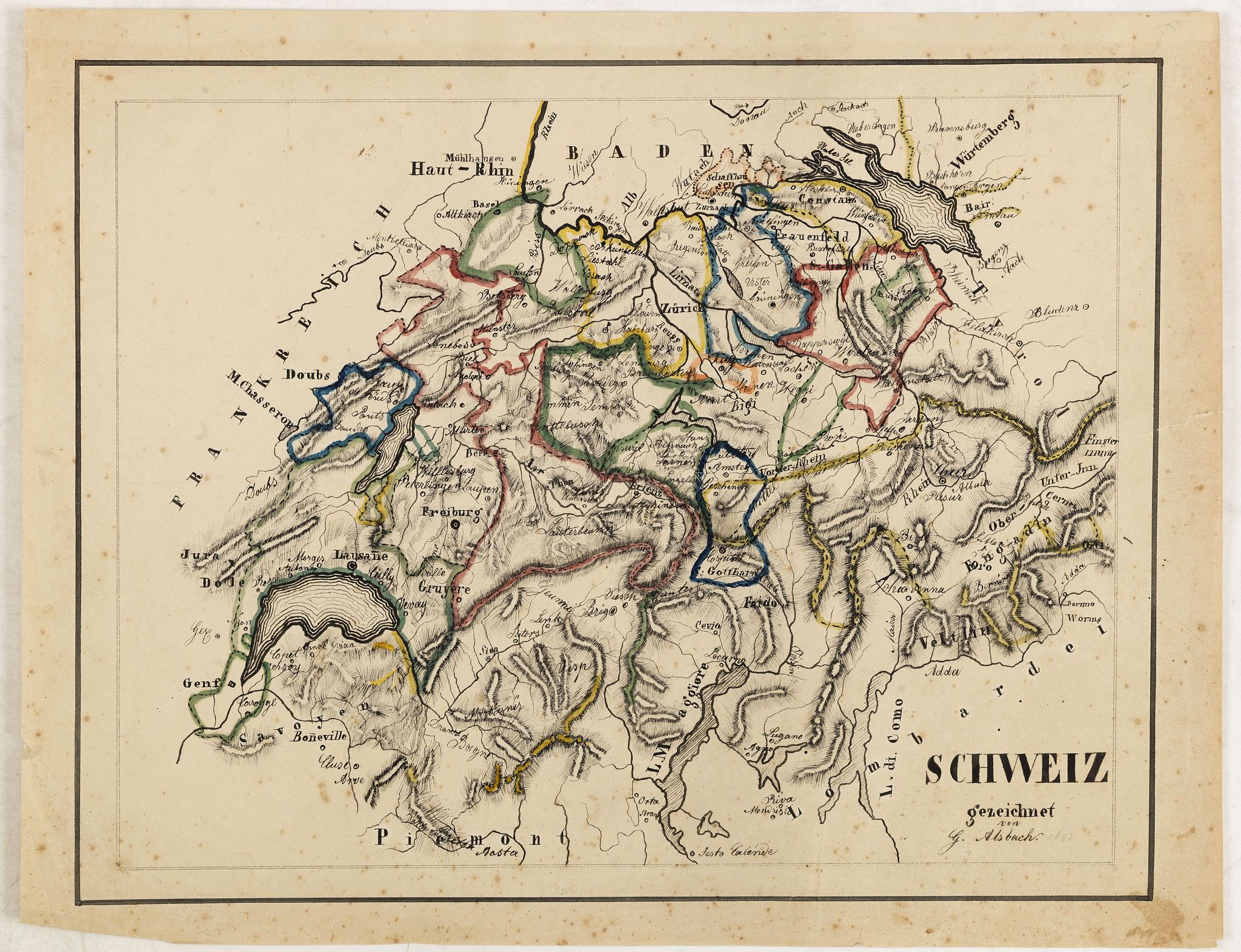 ALSBACH, G., Schweiz gezeichnet von G.Asbach., antique map, old maps