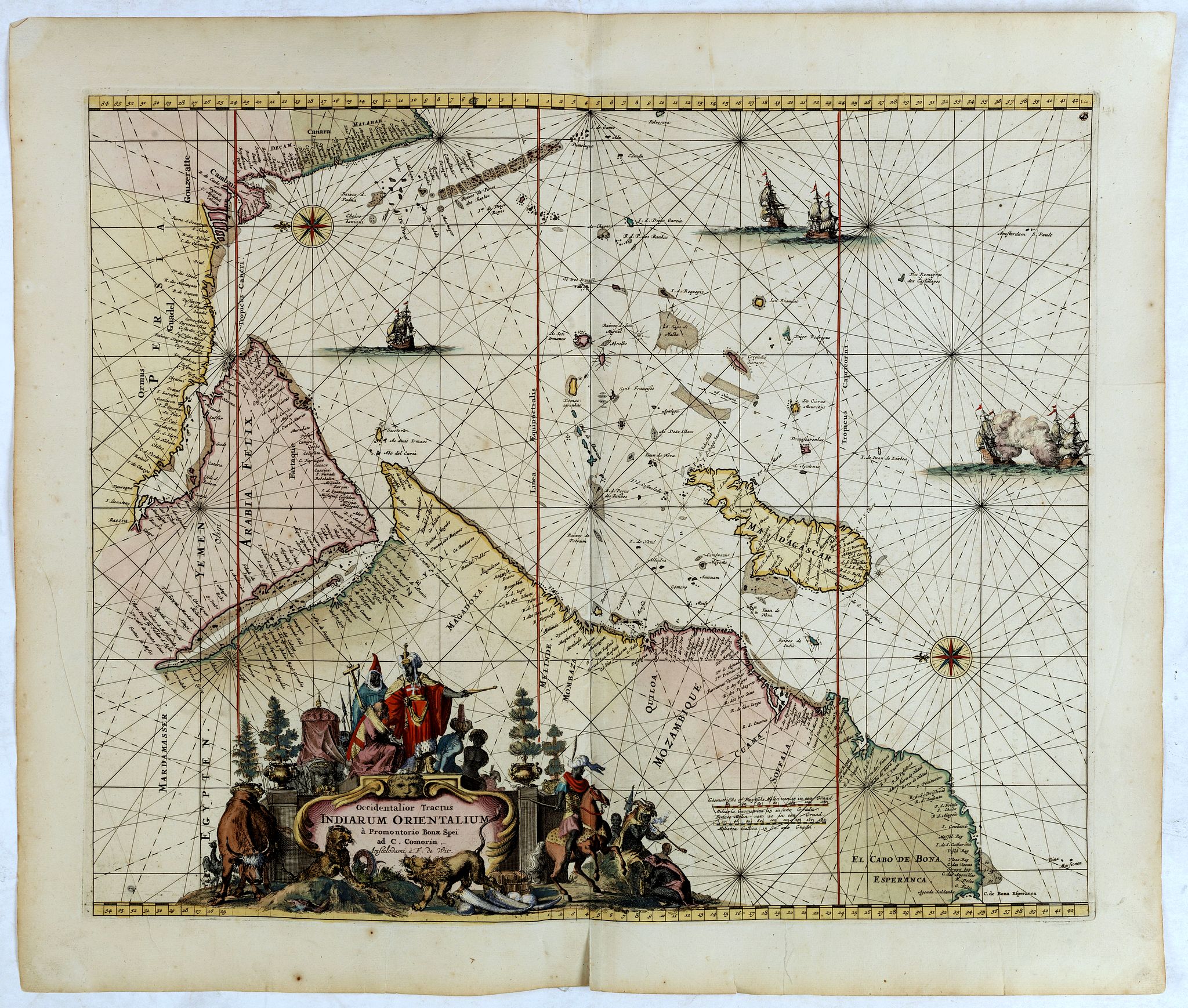 DE WIT, F., Occidentalior Tractus Indiarum Orientalium., antique map, old maps