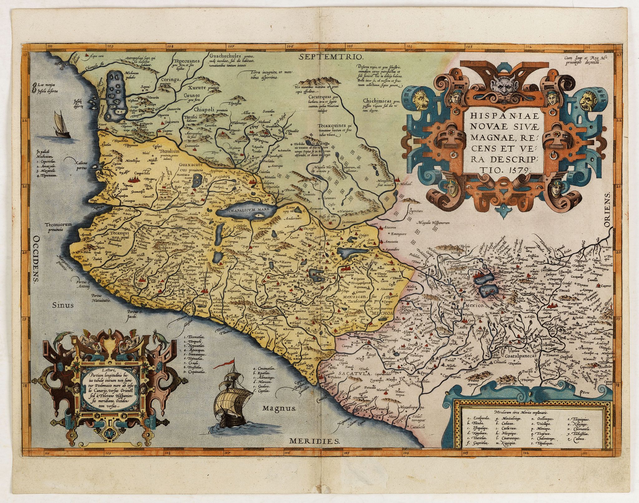 ORTELIUS, A., Hispaniae novae sive magnae recens et vera descriptio. 1579, antique map, old maps