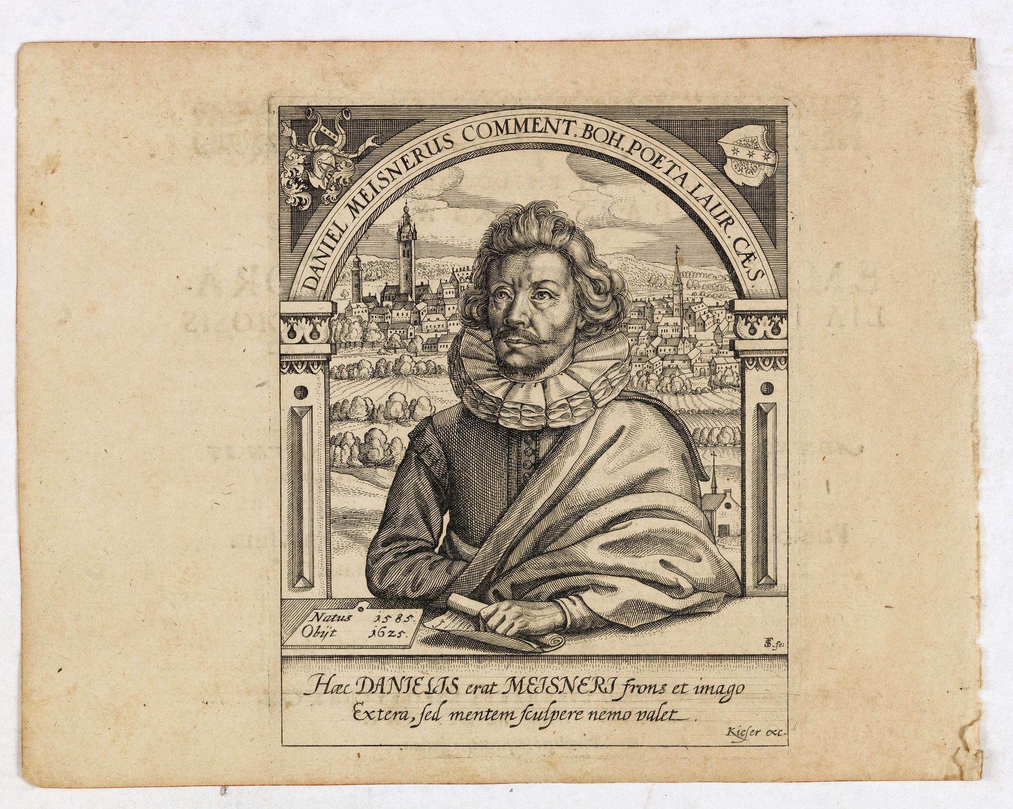 MEISNER, D., Daniel Meisnerus Comment. Boh. Poeta Laur. Caes., antique map, old maps