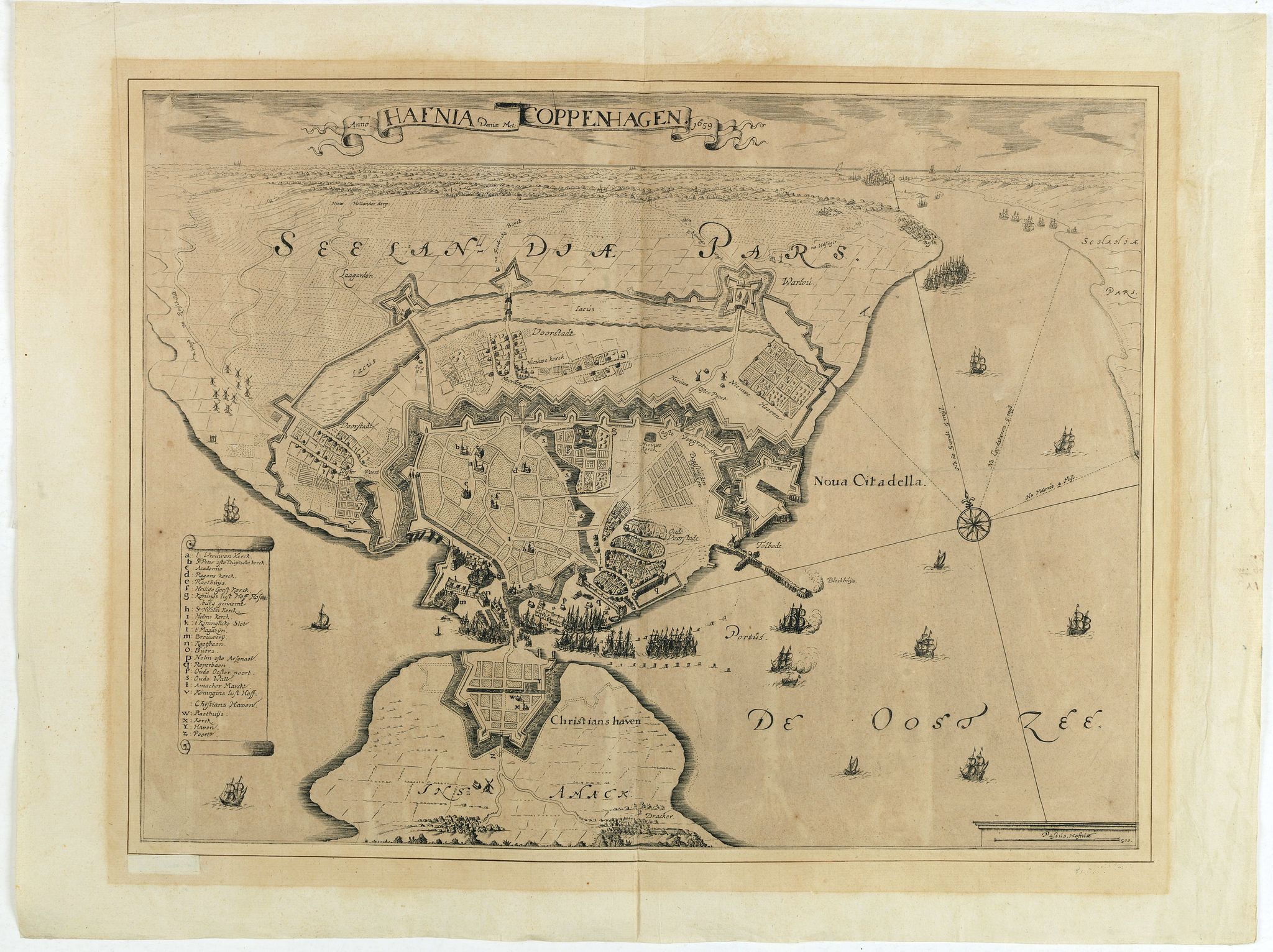 ANONYMOUS, Anno HAFNIA Daniae met: COPPENHAGEN 1659., antique map, old maps