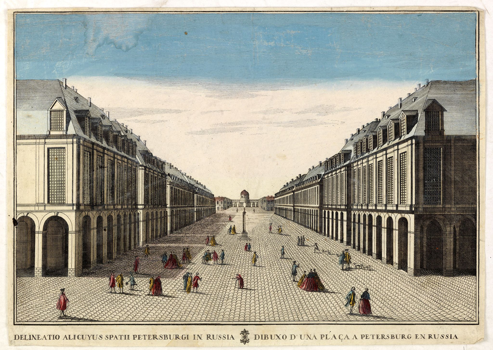REMONDINI, Delineatio Alicuyus Spatii Petersburgi in Russia. / Dibuxo d'una plaça a Petersburg en Russia., antique map, old maps