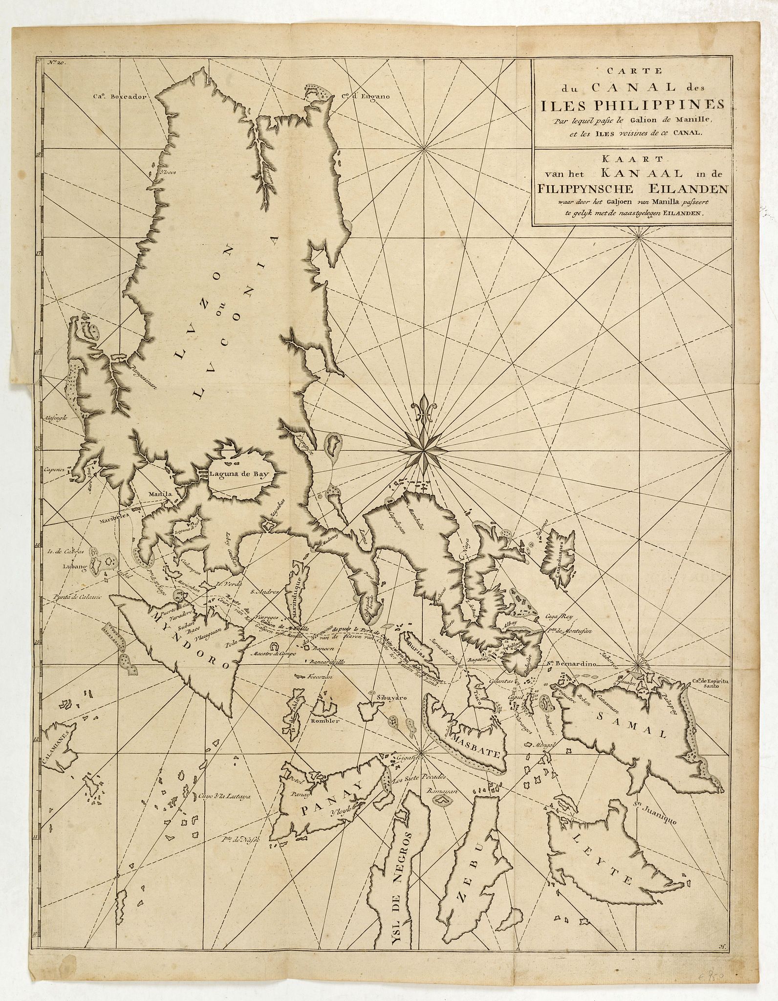 ANSON, G., Carte du Canal des Iles Philippines Par lequel passe le Galion de Manille, et les Iles voisines de ce Canal / Kaart van het Kanaal in de Filippynsche Eilanden . . ., antique map, old maps