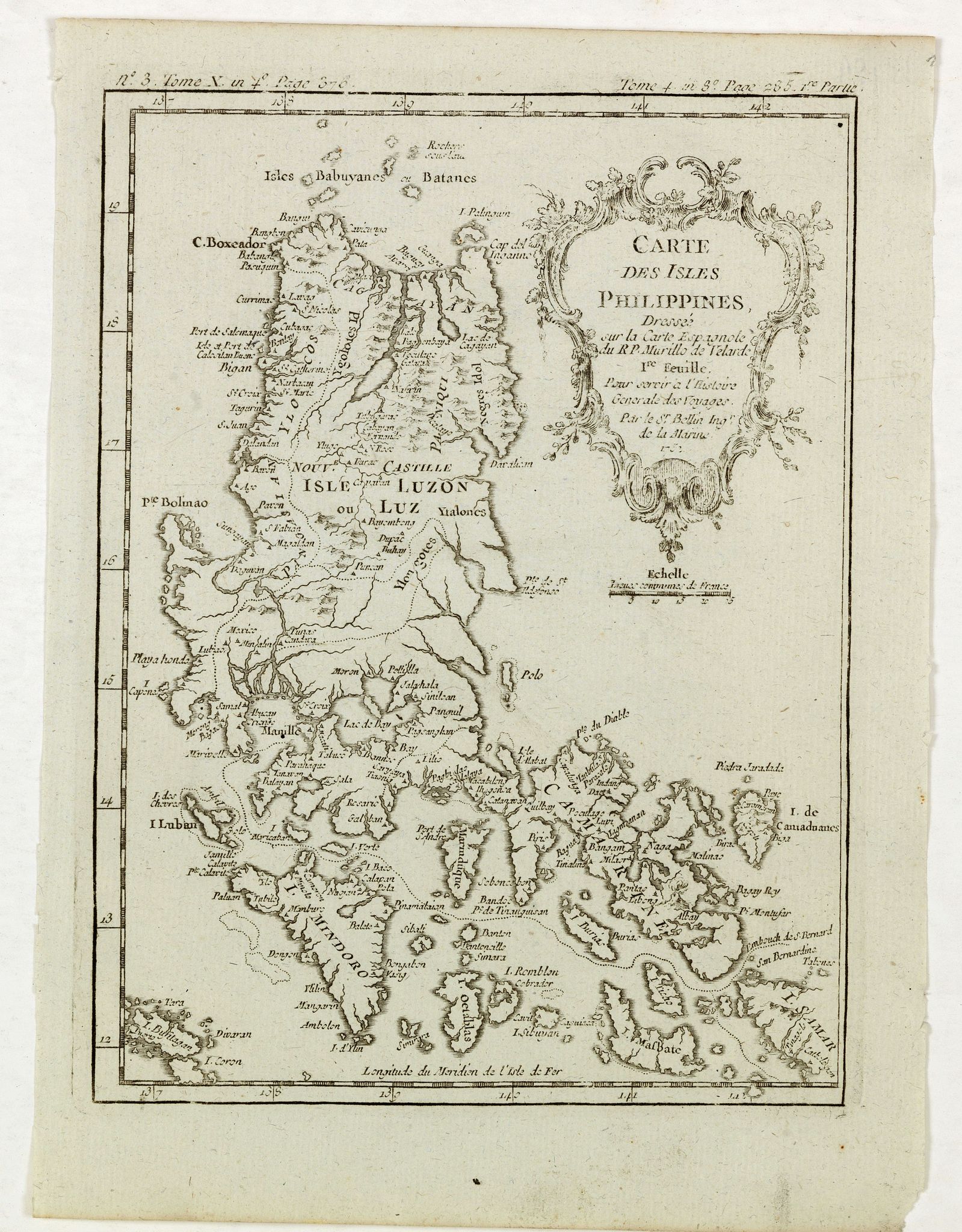 BELLIN, J.N., Carte des isles Philippines, dressée sur la carte espagnole du R.P. Murillo de Velarde. Ire feuille. . . 1752., antique map, old maps