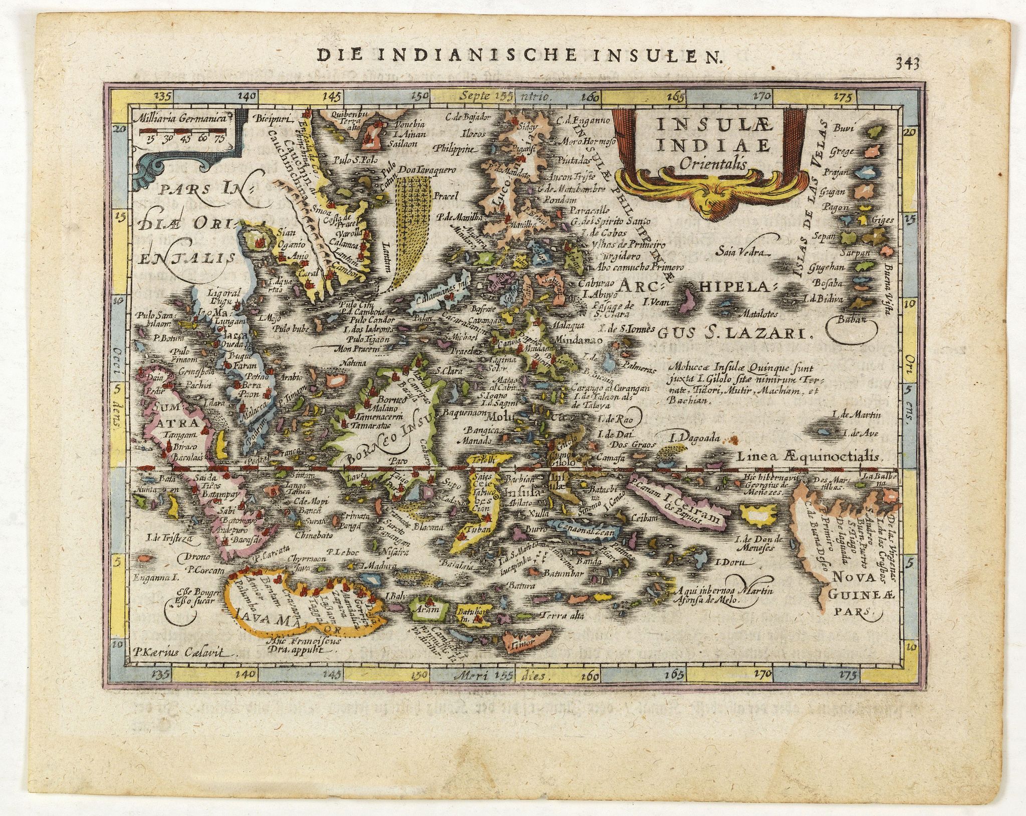 KAERIUS, P., Insulae Indiae Orientalis., antique map, old maps
