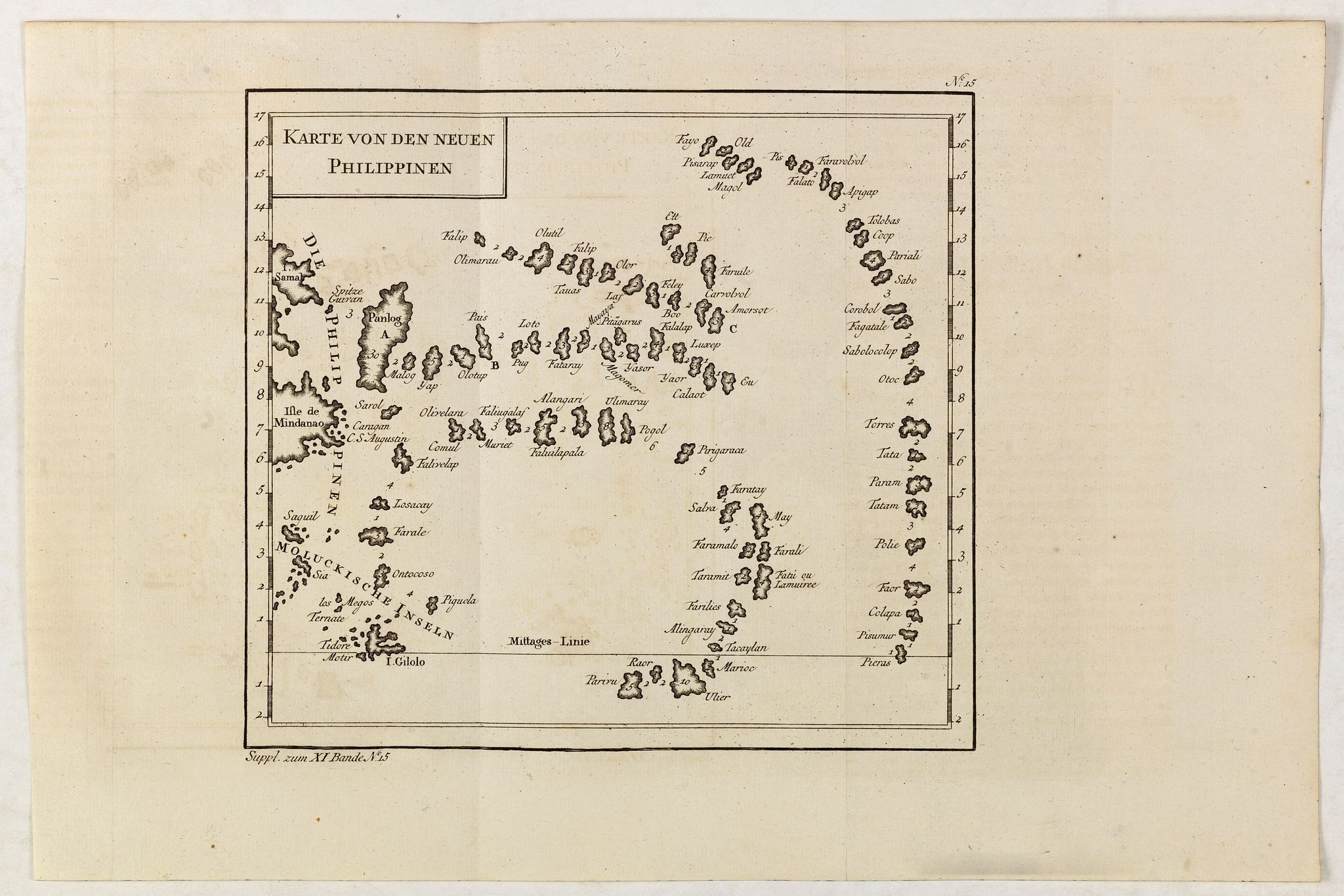 BELLIN, J.N., Karte von den neuen philippinen., antique map, old maps