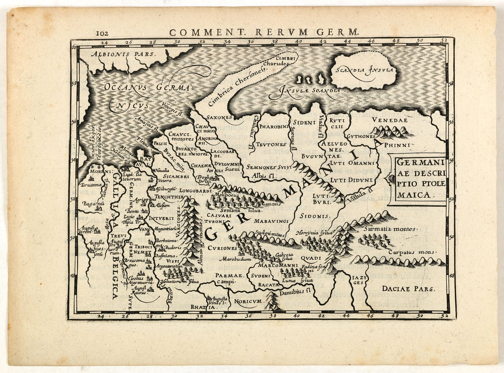 BERTIUS, P., Germaniae descriptio Ptolemaica., antique map, old maps