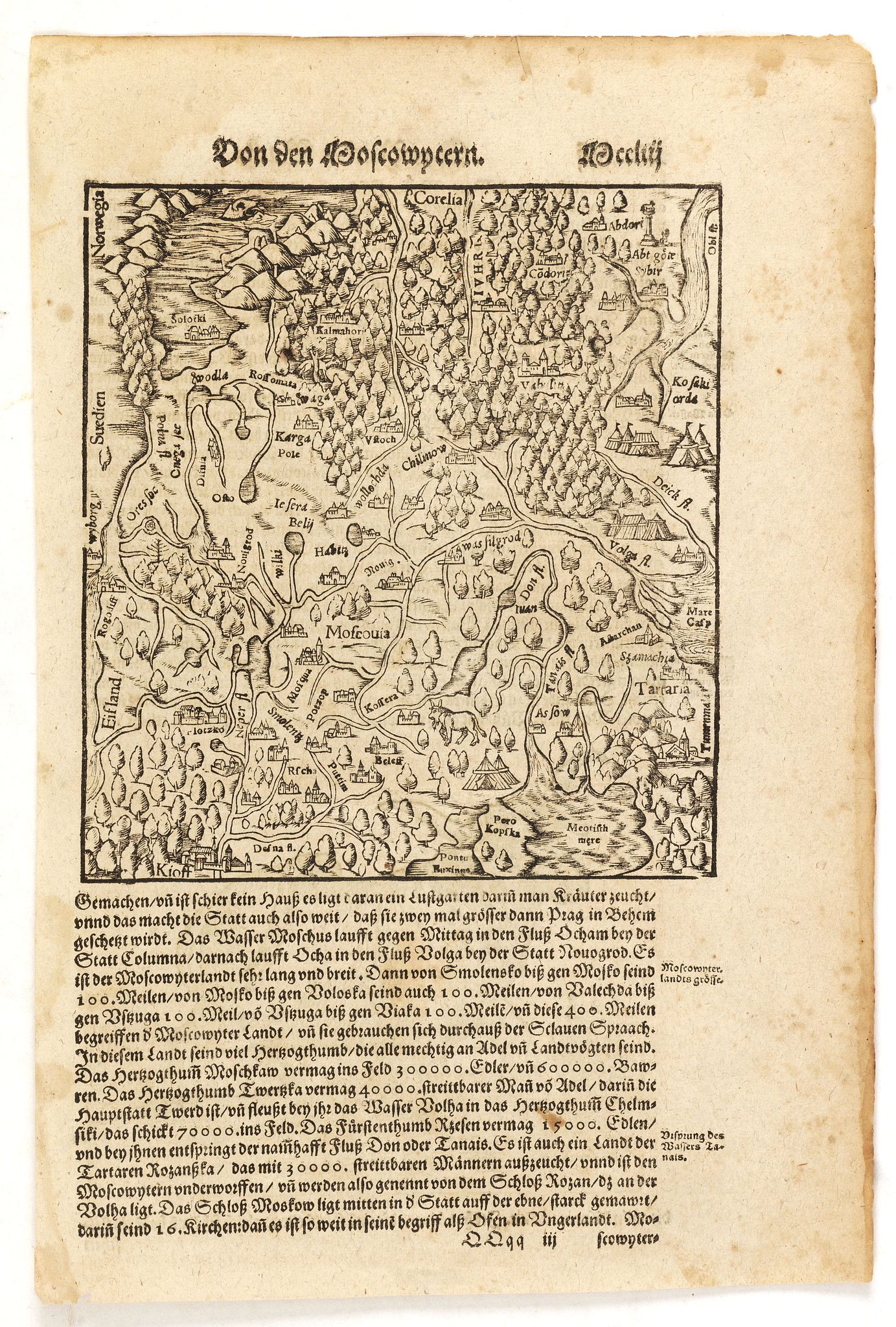 MÜNSTER, S., Von dem Moscowycern, antique map, old maps