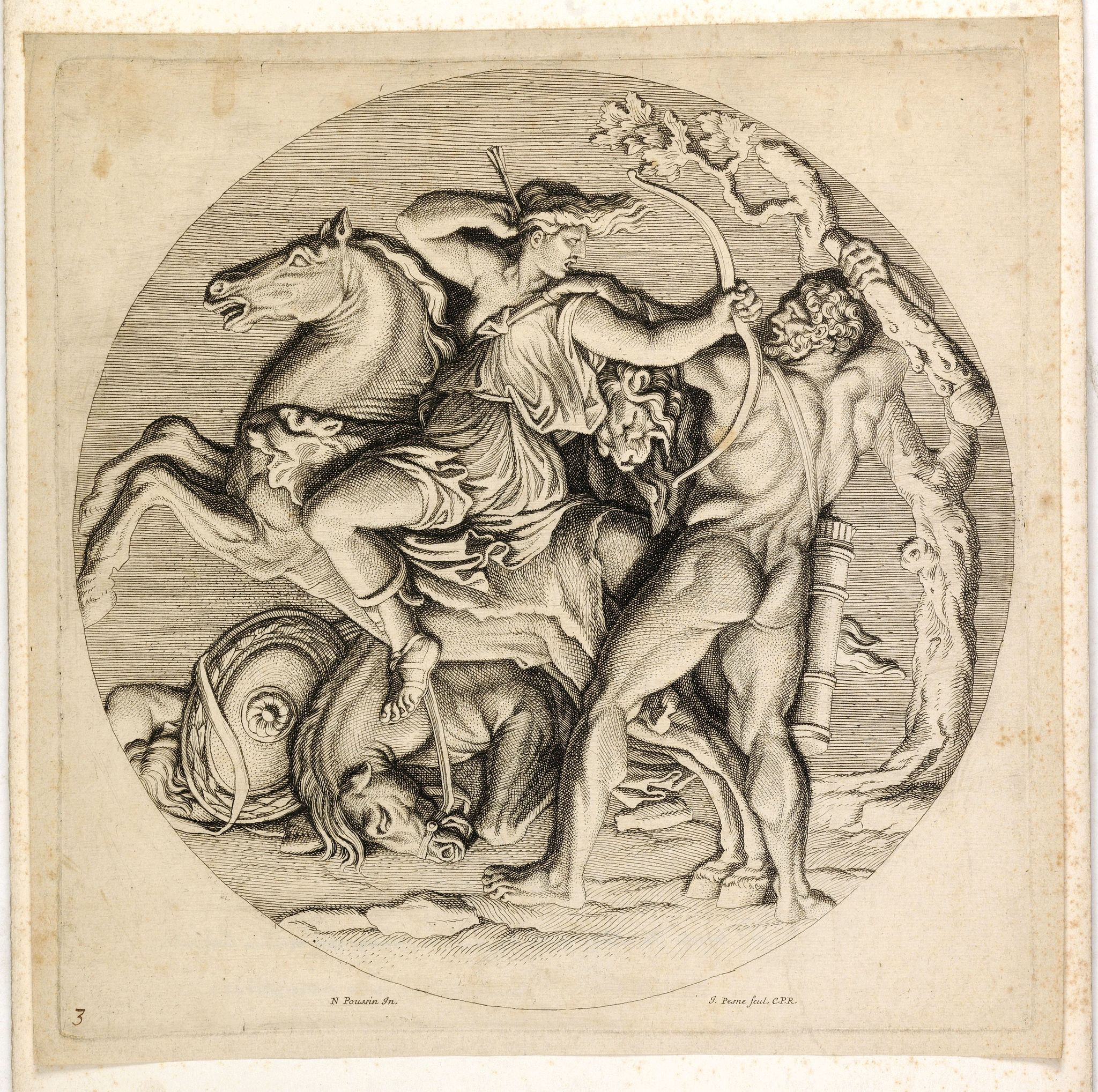 PESNE, J., (Hercules and Hippolyte, Queen of the Amazons.), antique map, old maps