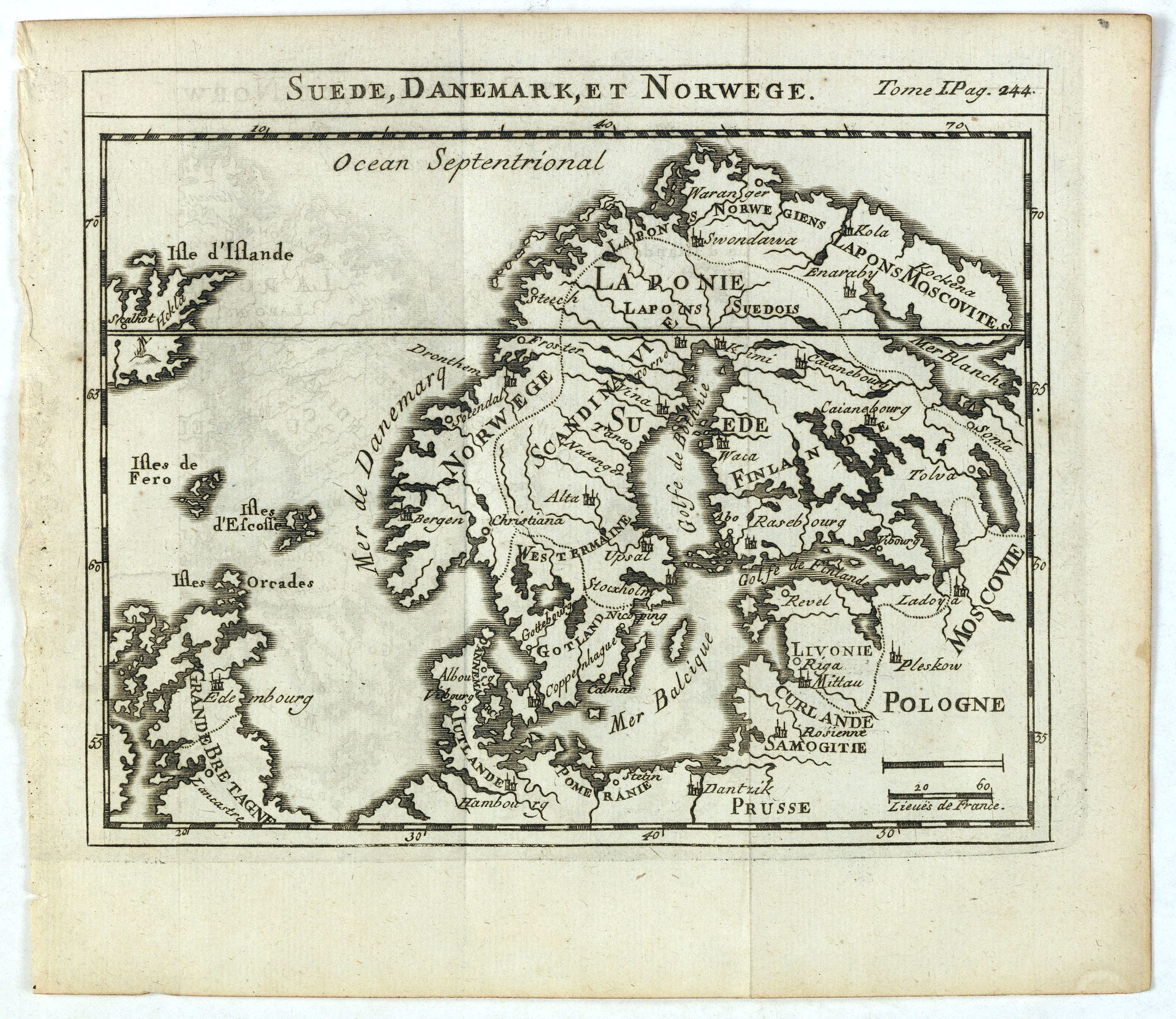 DELISLE, G. after, Suede, Danemark, et Norwege., antique map, old maps