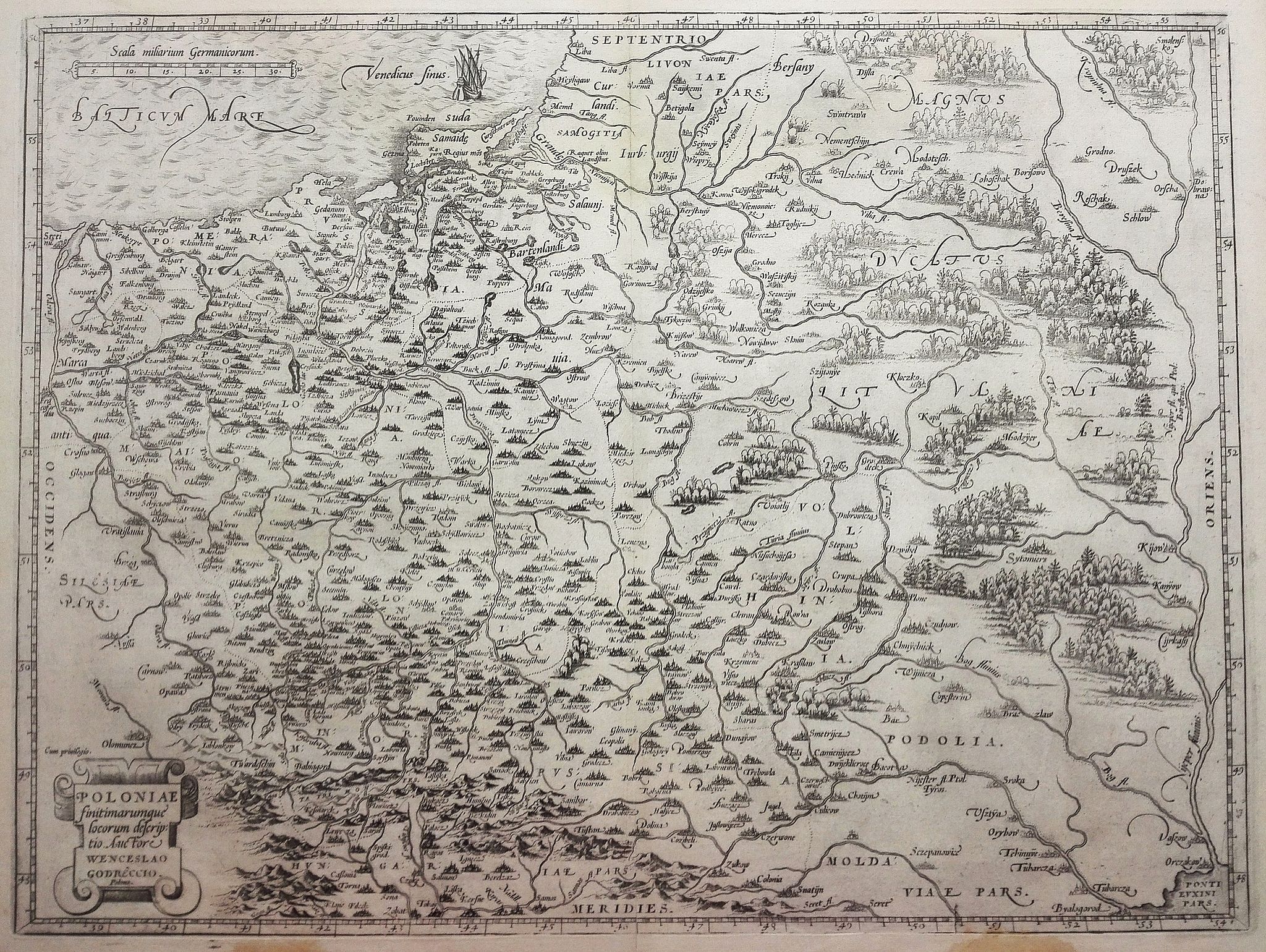 ORTELIUS, A., POLONIAE finitimarumque locorum descrip:tio. Auctore WENCESLAO GRODECCIO. Polono., antique map, old maps