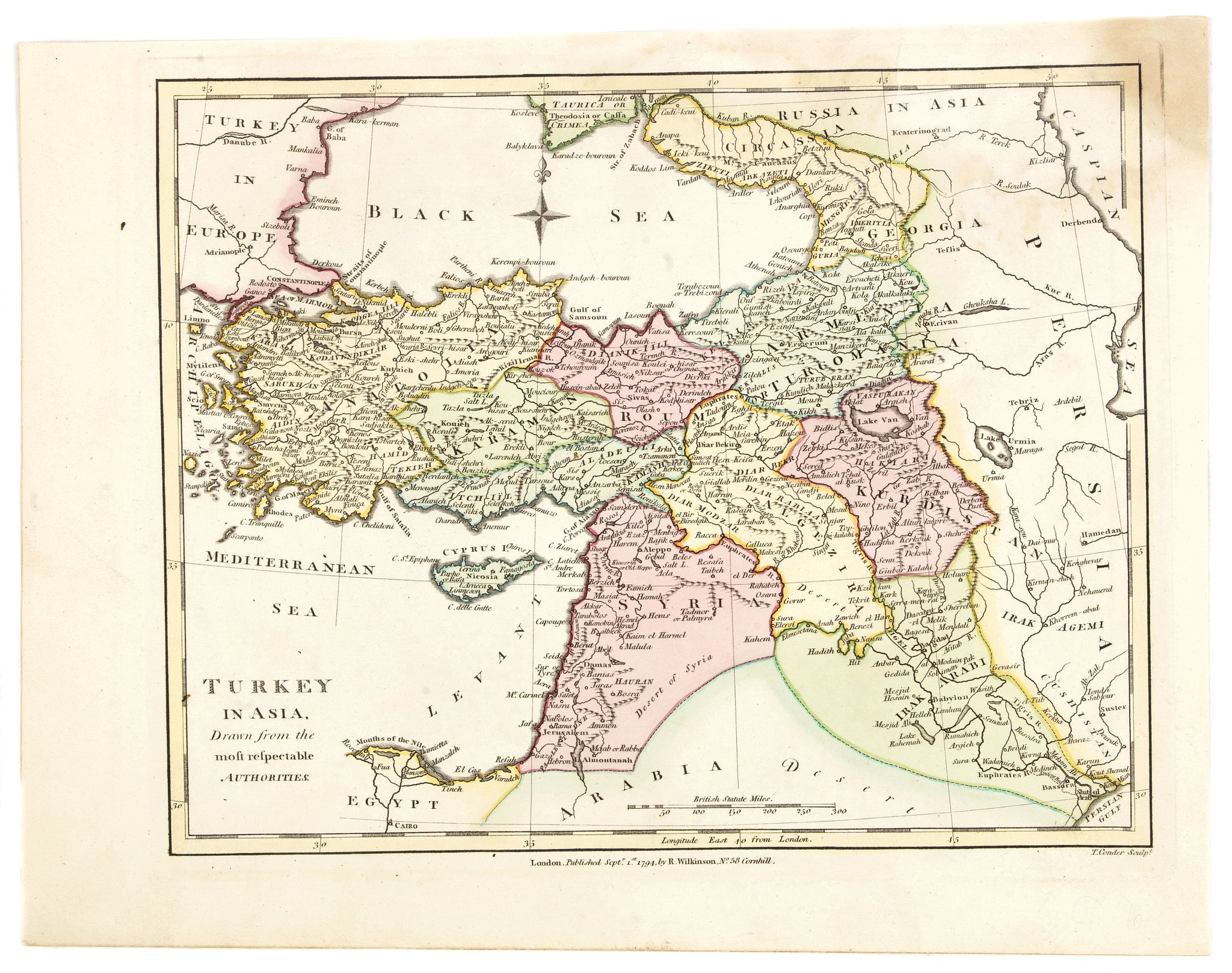 WILKINSON, R., Turkey in Asia., antique map, old maps
