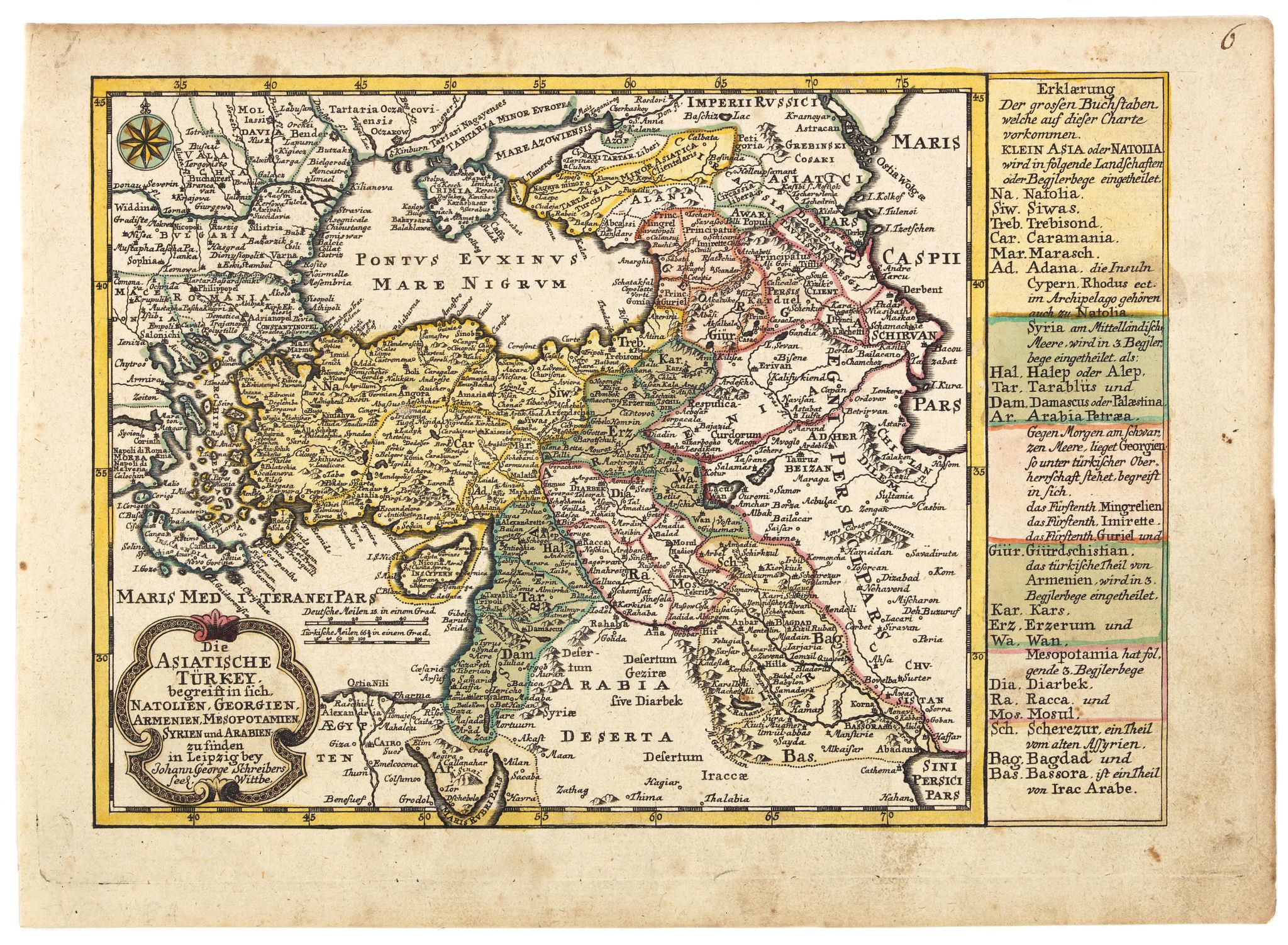 SCREIBER, J., Die Asiatische Turkey begreift in sich Natolien, Georgien, Armenien, Mesopotamien Syrien, und Arabien. . ., antique map, old maps