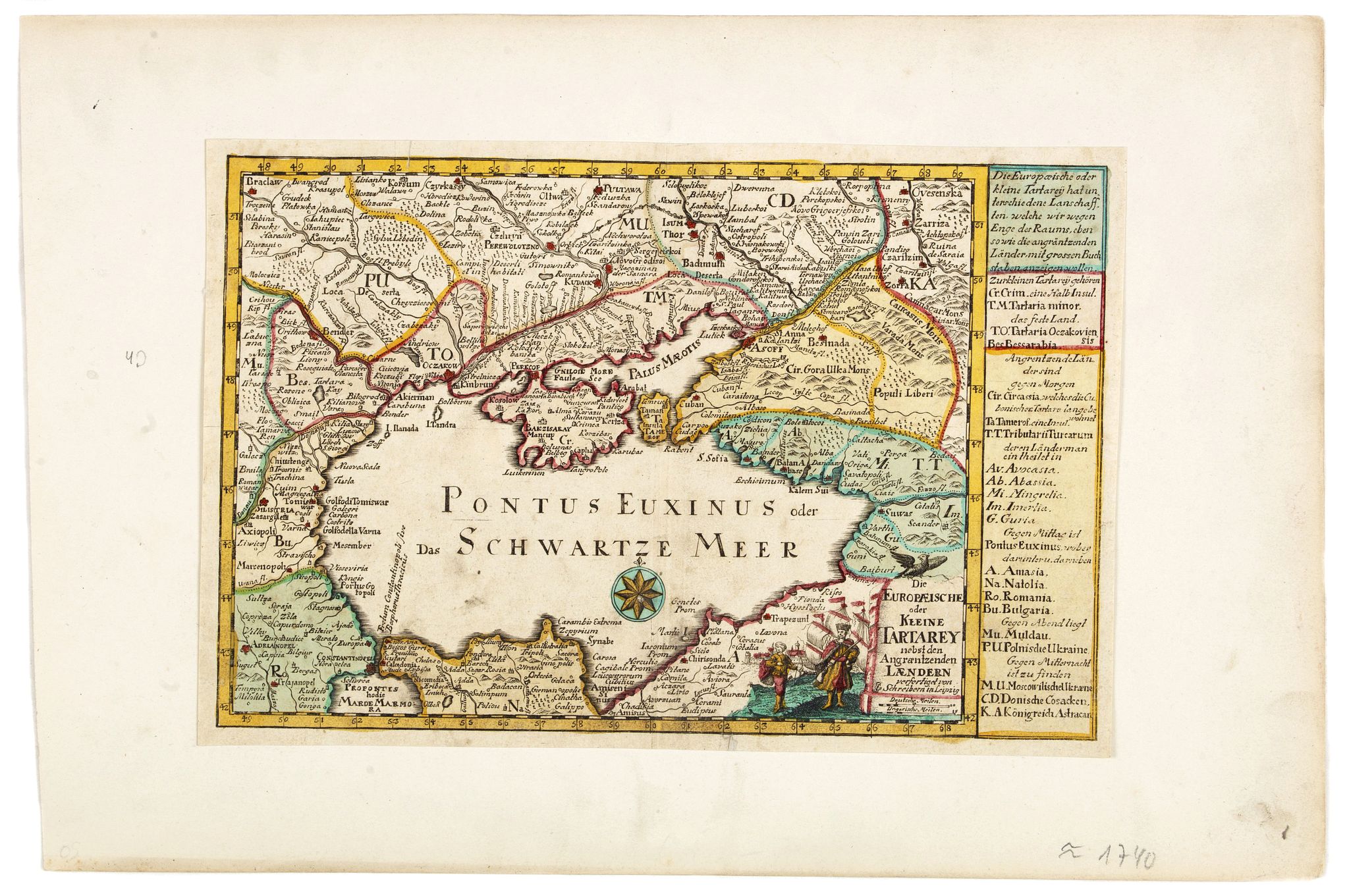 SCHREIBER, J.G., Die Europaeische oder kleine Tartarey, nebst den angraentzenden Laendern. . .., antique map, old maps