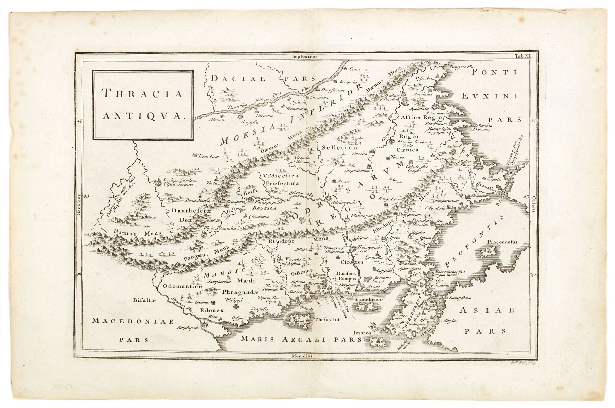 CELLARIUS, C., Thracia Antiqua., antique map, old maps