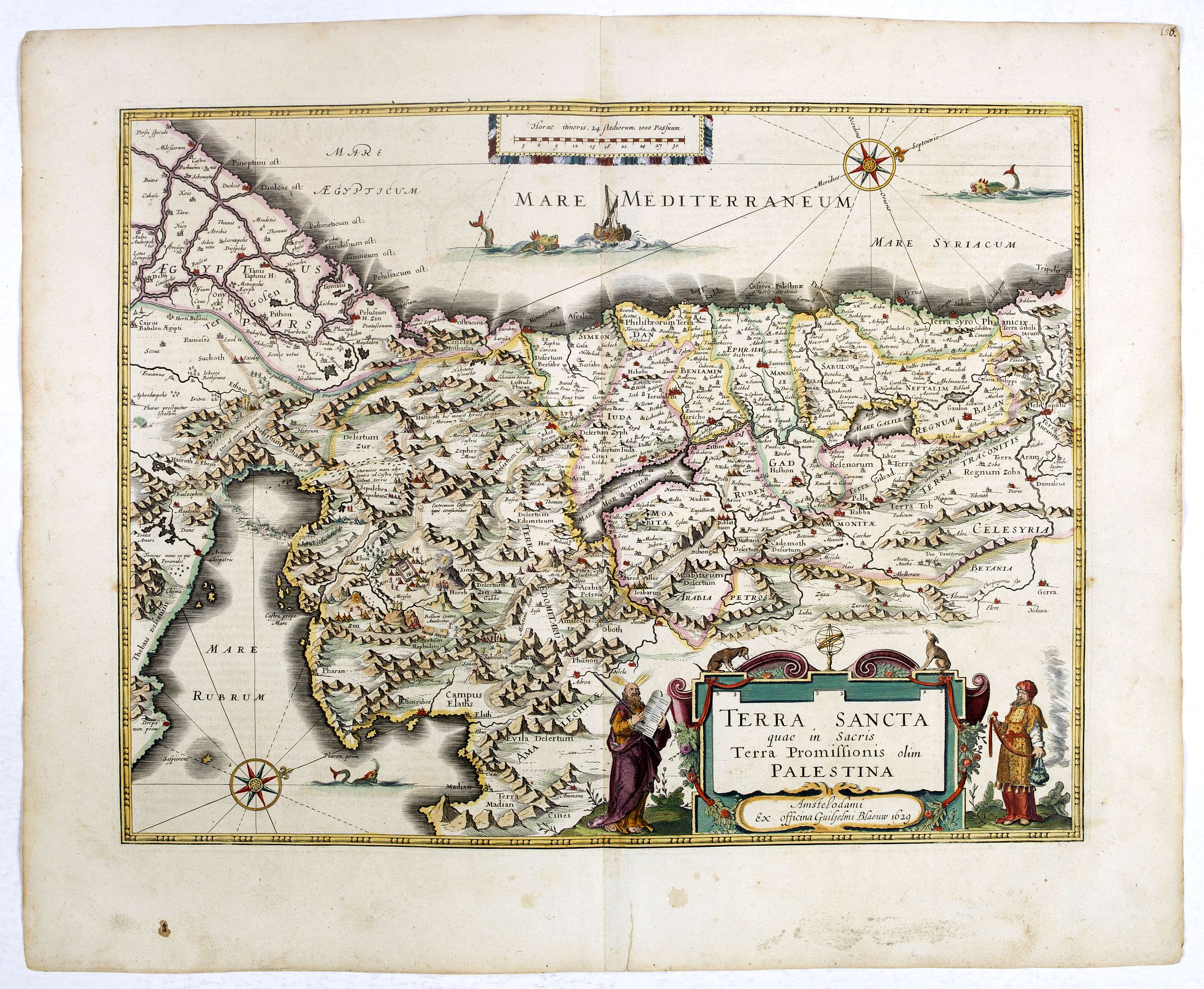 BLAEU, W., TERRA SANCTA quae in Sacris Terra Promissionis olim PALESTINA., antique map, old maps