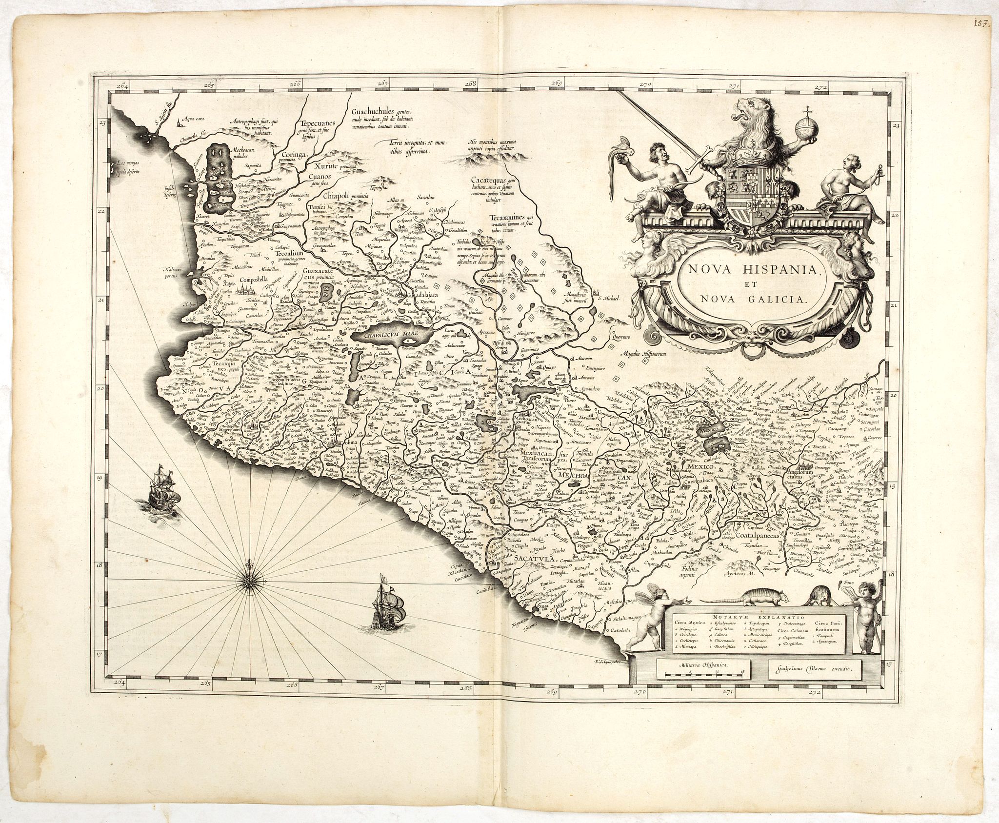 BLAEU, W., Nova Hispania et Nova Galicia., antique map, old maps