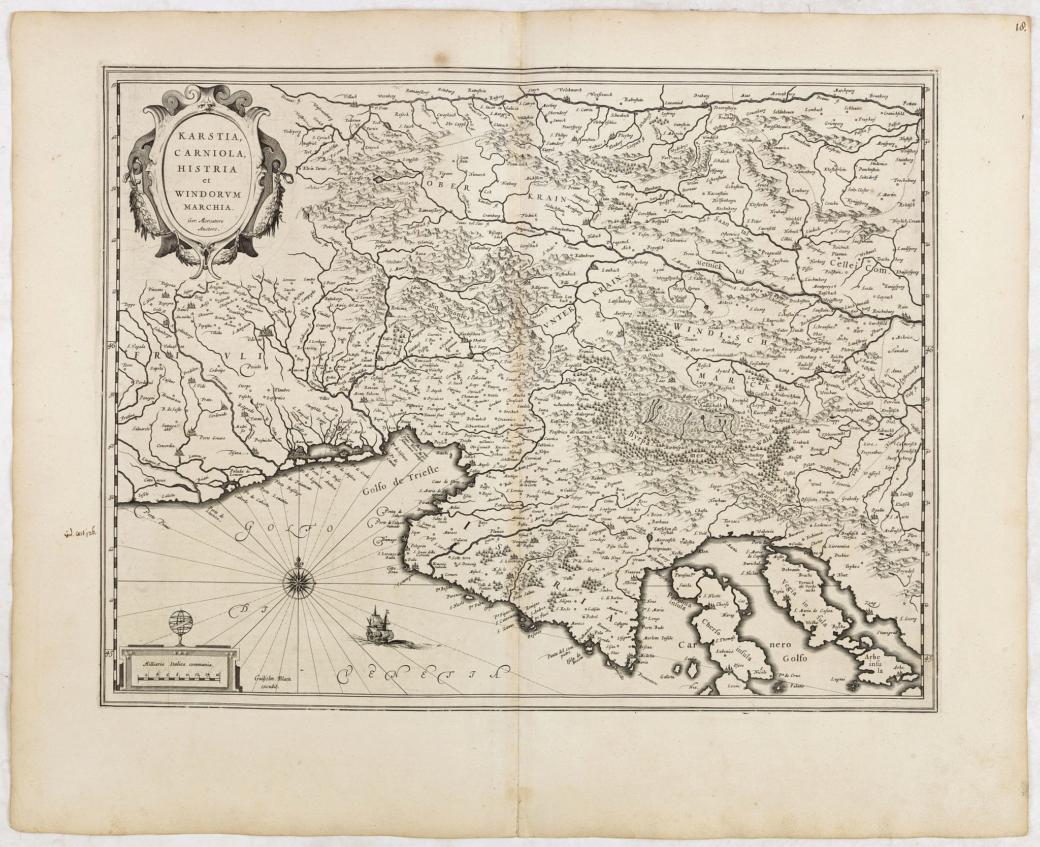 BLAEU, W., Karstia, Camiola, Histria et Windorum Marchia., antique map, old maps