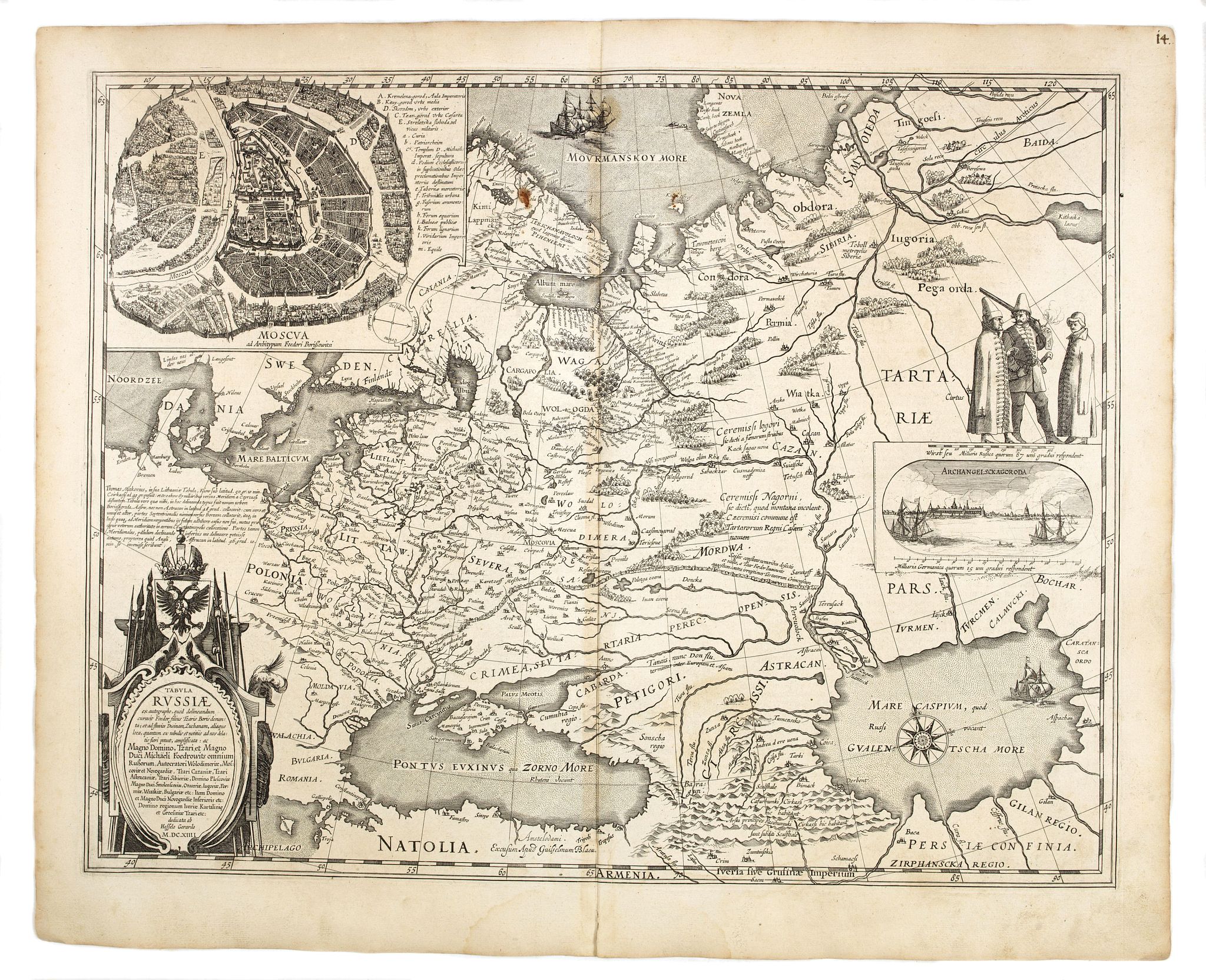BLAEU, W., Tabula Russiae ex autographo, quod delineandum curavit Foedor filius Tzaris Borois desumta …. MDCXIIII, antique map, old maps