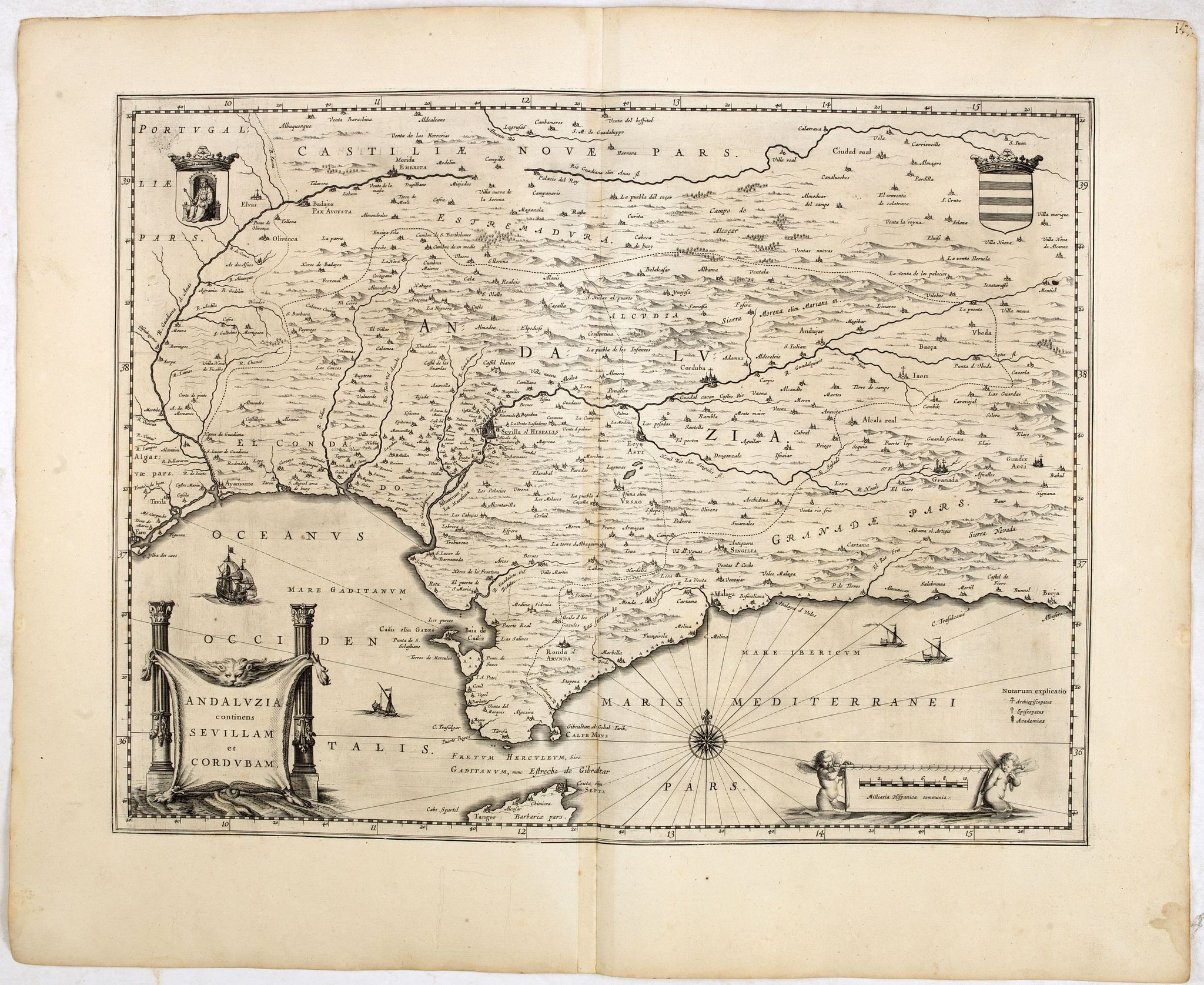 BLAEU, W., Andaluzia continens Sevillam.., antique map, old maps