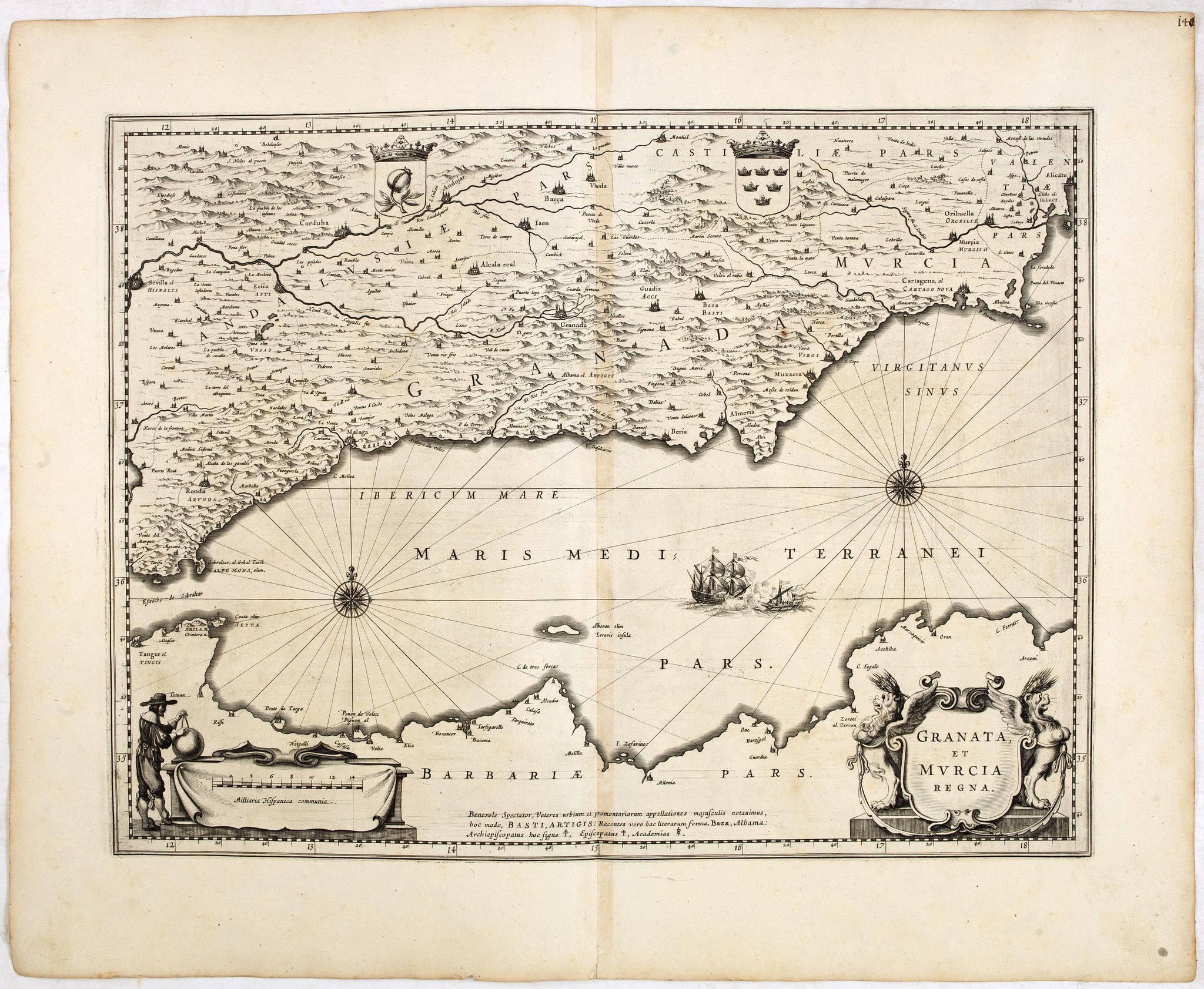 BLAEU, W., Granata et Murcia regna., antique map, old maps