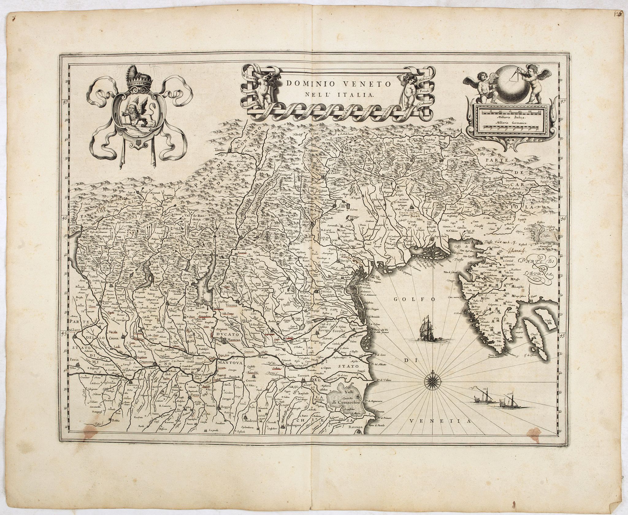 BLAEU, W., Dominio Veneto nell' Italia., antique map, old maps
