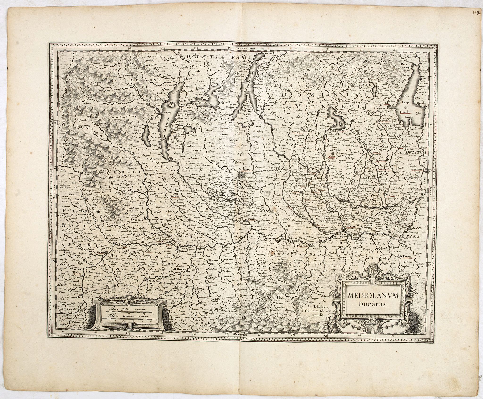 BLAEU, W., Mediolanum Ducatus., antique map, old maps