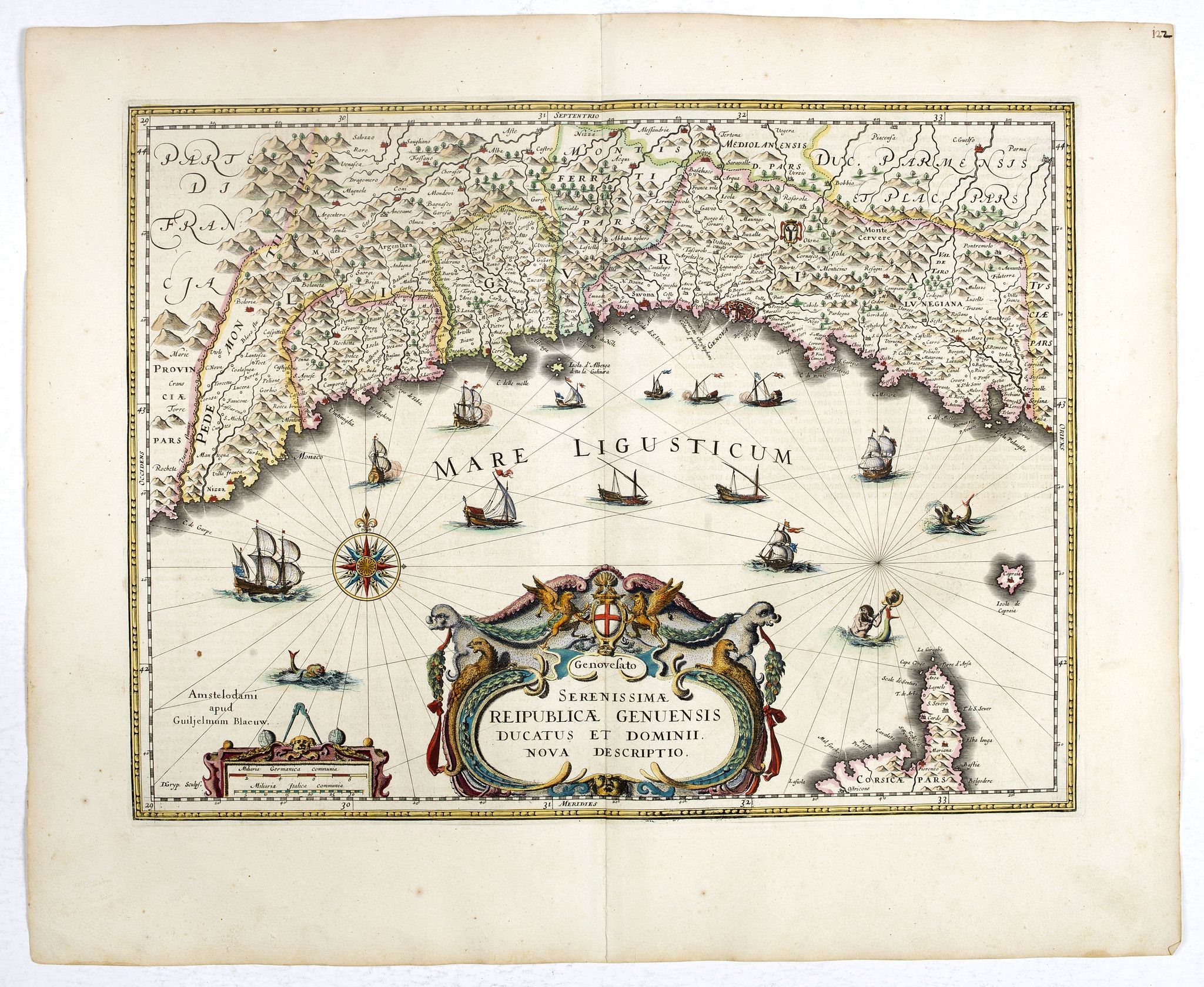 BLAEU, W., Serenissimae Reipublicae Genuensis Ducatus et Dominii nova descriptio., antique map, old maps