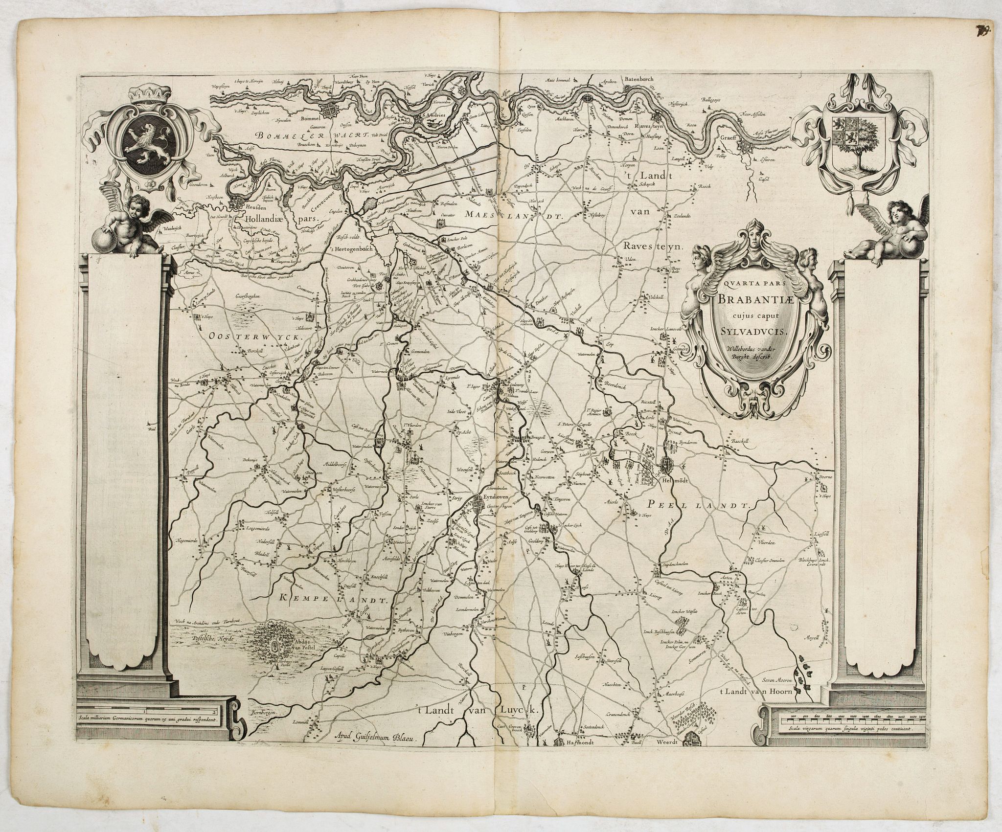 BLAEU, W., Quarta pars Brabantiae cujus caput Sylvaducis., antique map, old maps