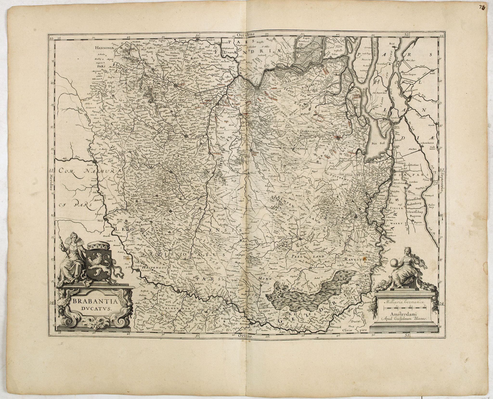 BLAEU, W., Brabantia Ducatus., antique map, old maps