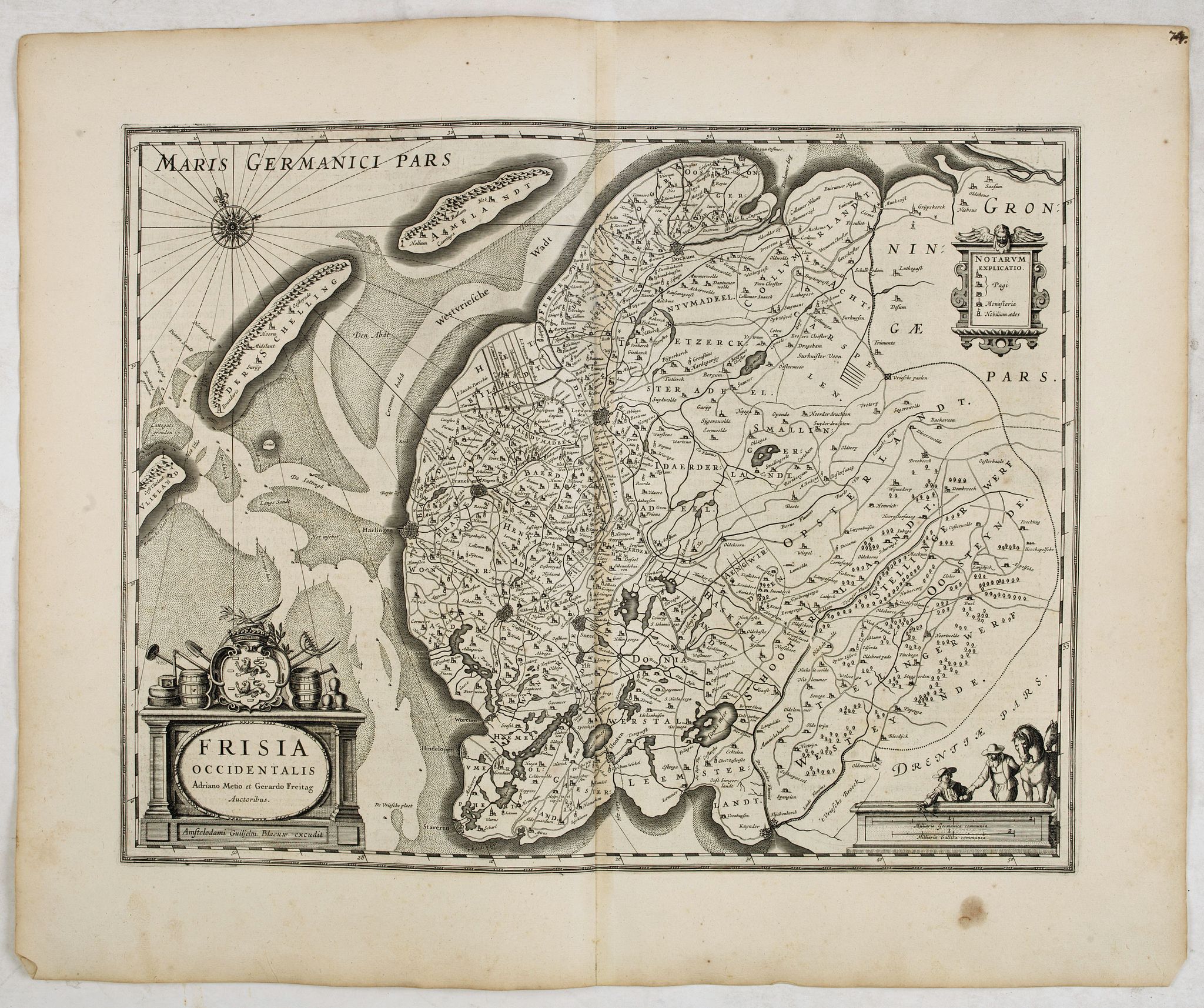 BLAEU, W., Frisia Occidentalis., antique map, old maps