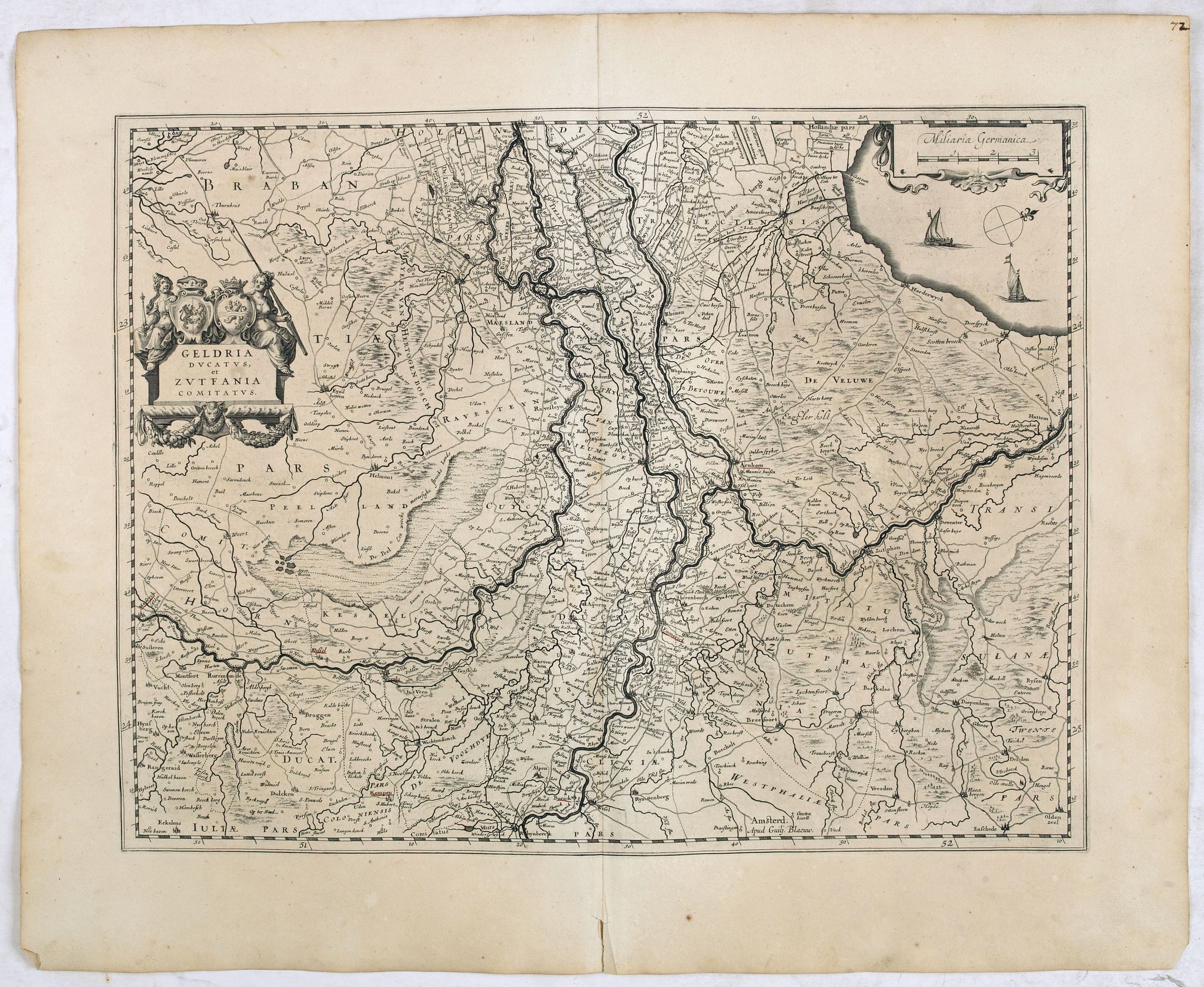 BLAEU, W., Geldria Ducatus et Zutphania Comitatus., antique map, old maps