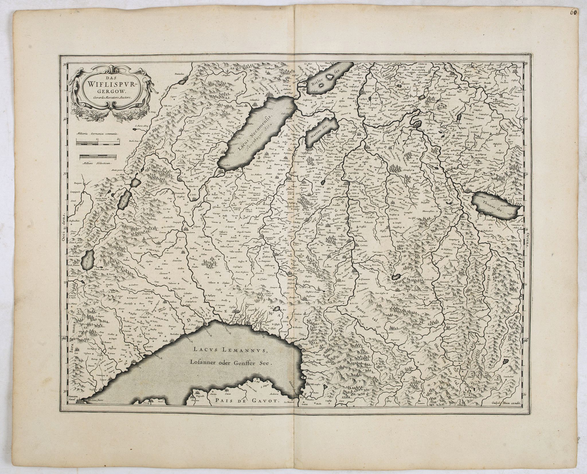 BLAEU, W., Das Wiflispurgergow., antique map, old maps