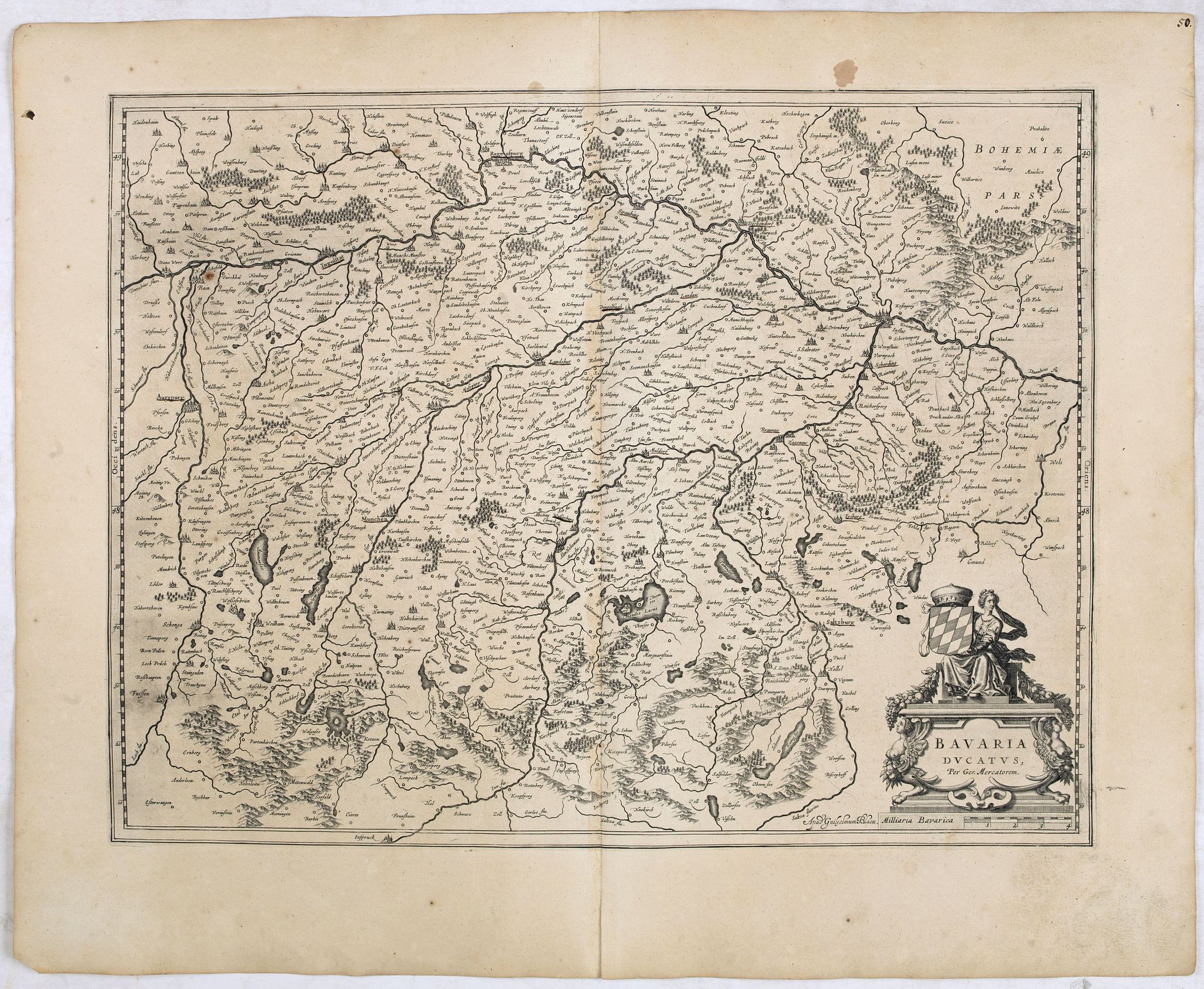 BLAEU, W., Bavaria Ducatus. Per Ger. Mercatorem., antique map, old maps