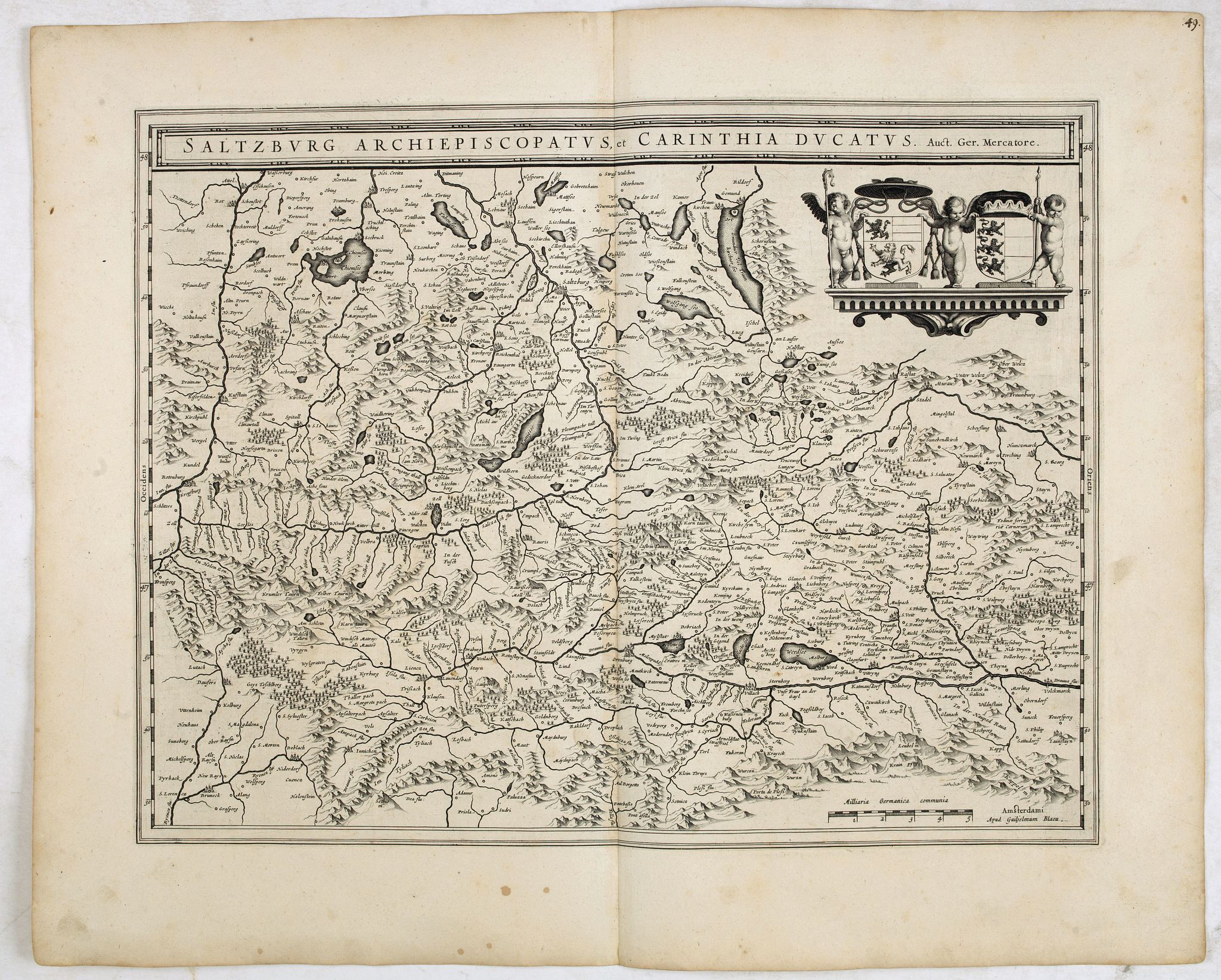 BLAEU, W., Saltzburg Archiepiscopatus, et Carinthia Ducatus, antique map, old maps