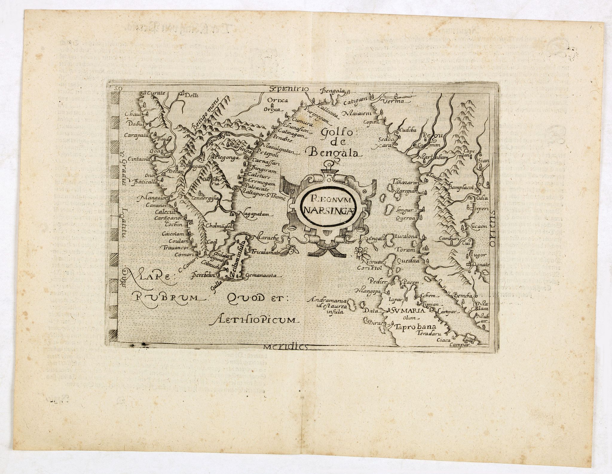 BOTERO, G., Regnum Narsingae., antique map, old maps